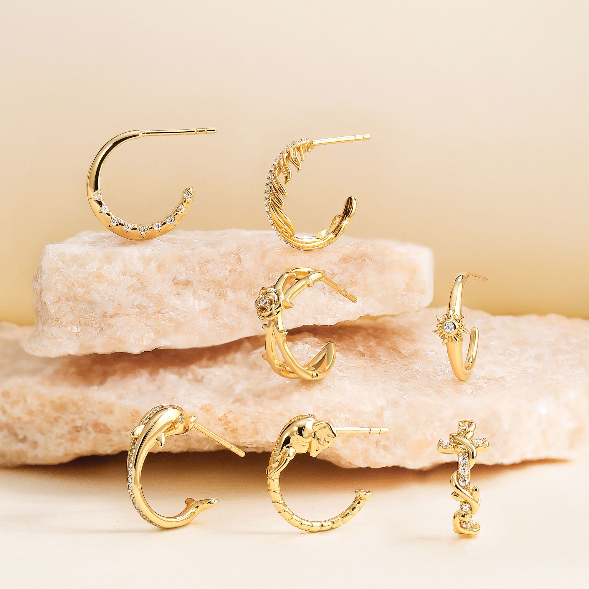 Promised Land Celestial Harmony Half Hoop Stud Earrings