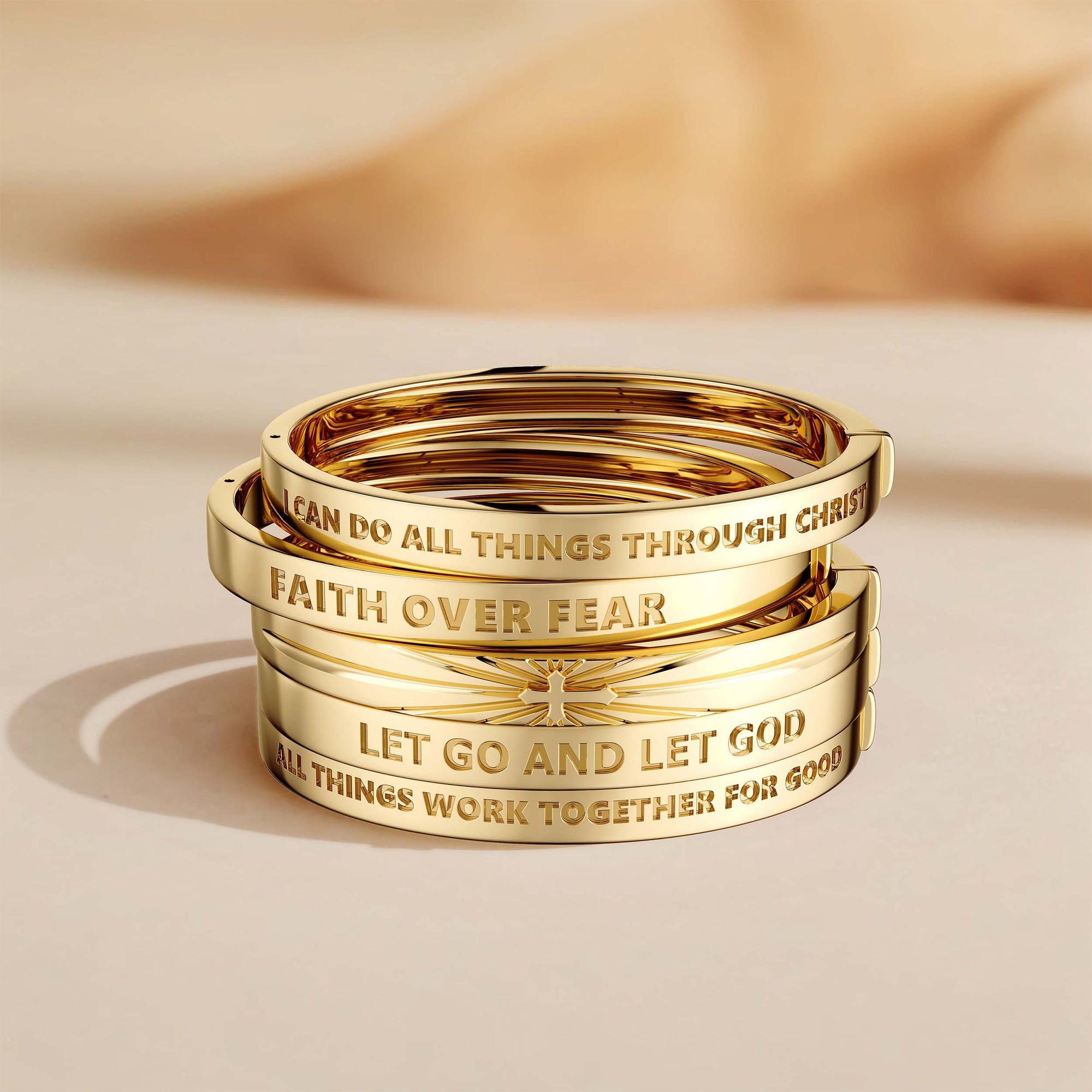 All Things Work Together For Good Cross Engraved Bangle - vanimy