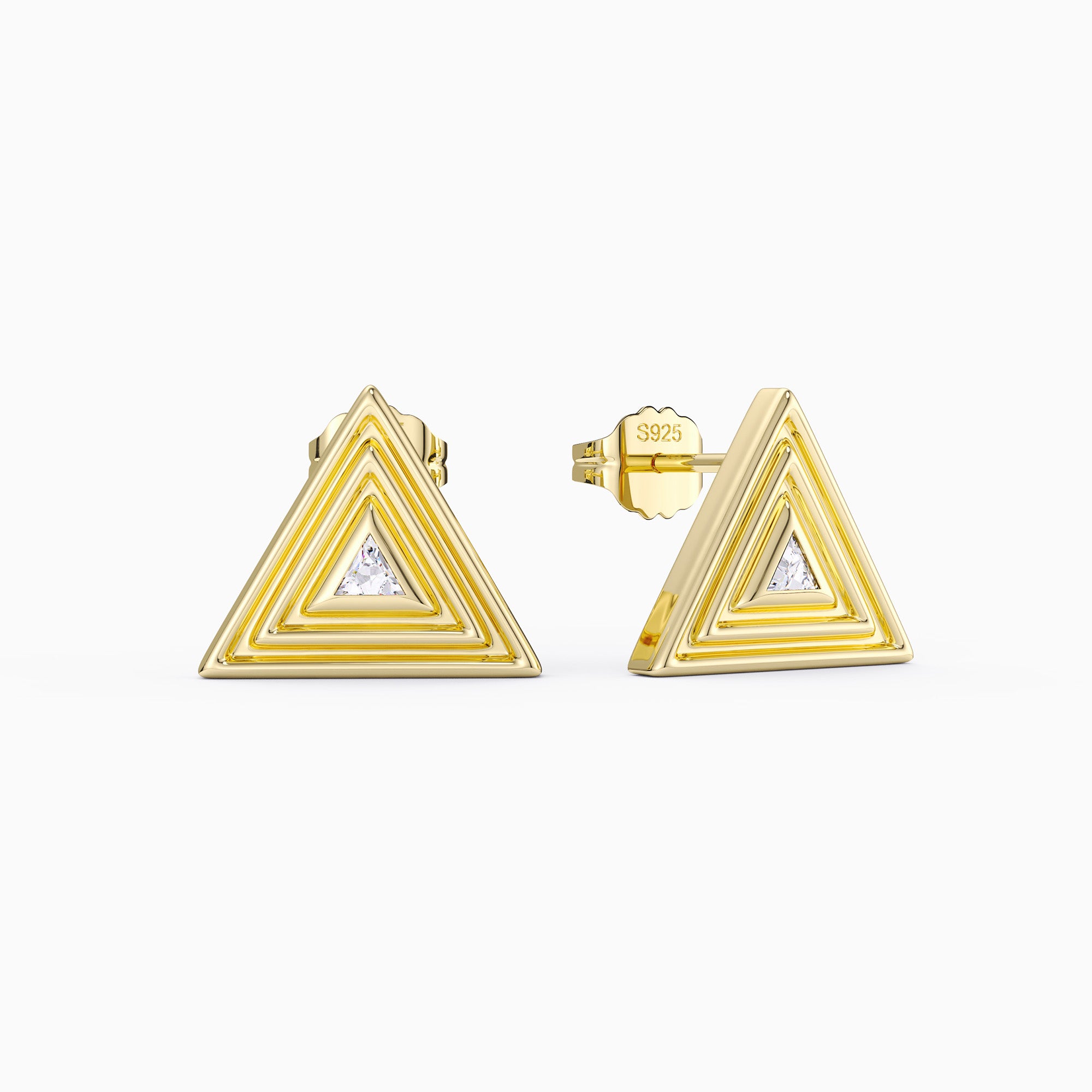 Geometric Triangle Tribe Trillion Cut Stud Earrings - vanimy