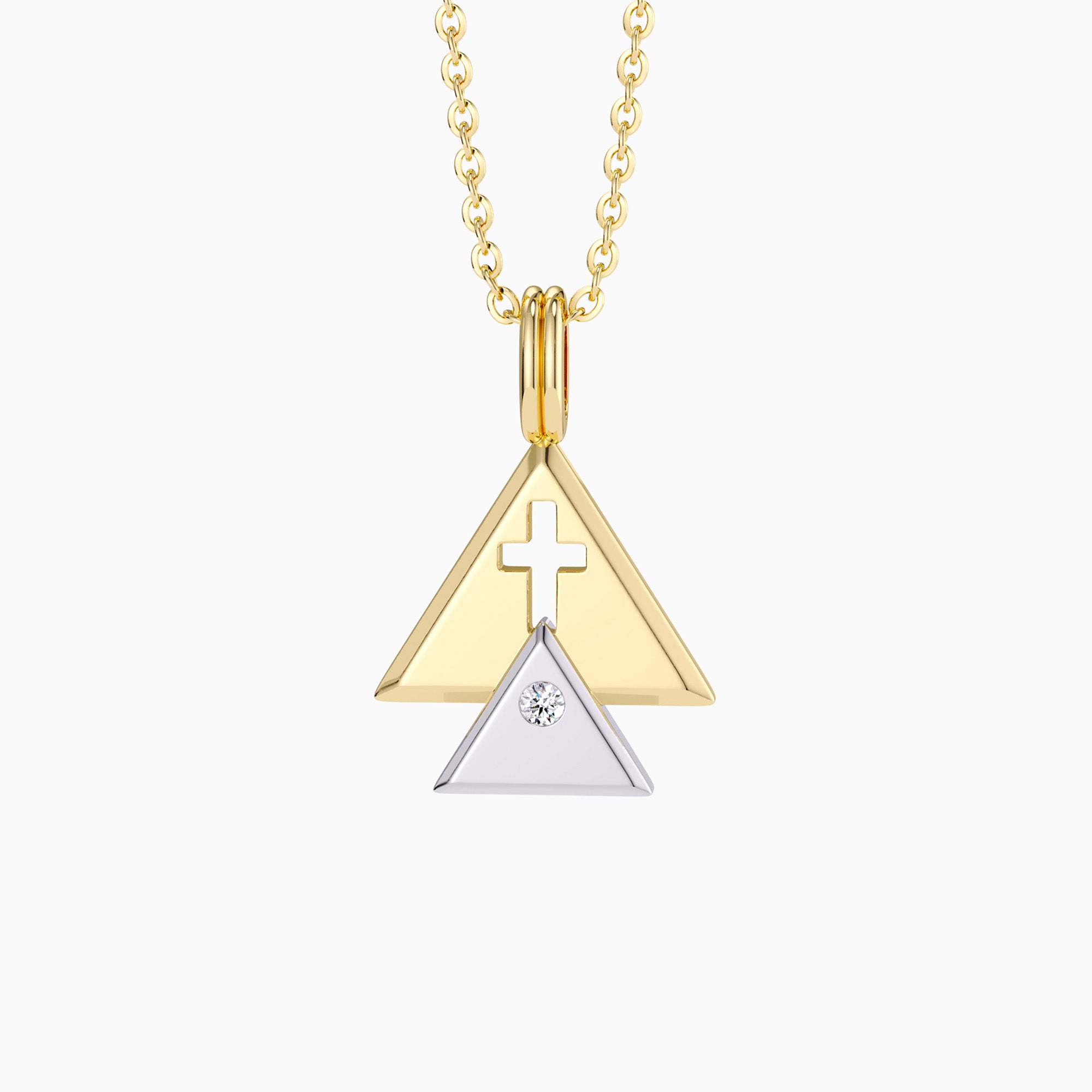 Trinity Triangle Hollow Cross Pendant Necklace - vanimy