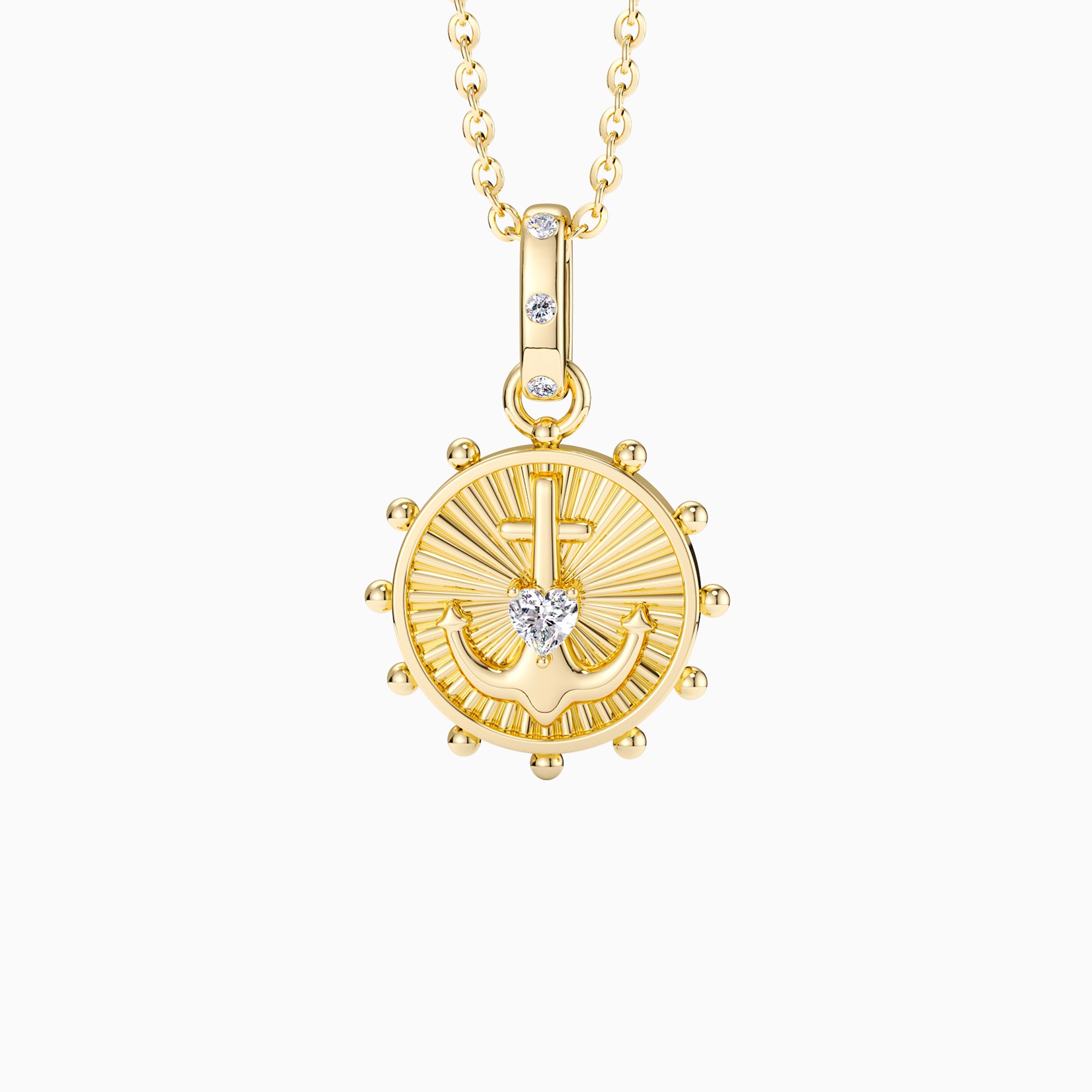 Cross Anchor Amulet Medallion Coin Pendant - vanimy