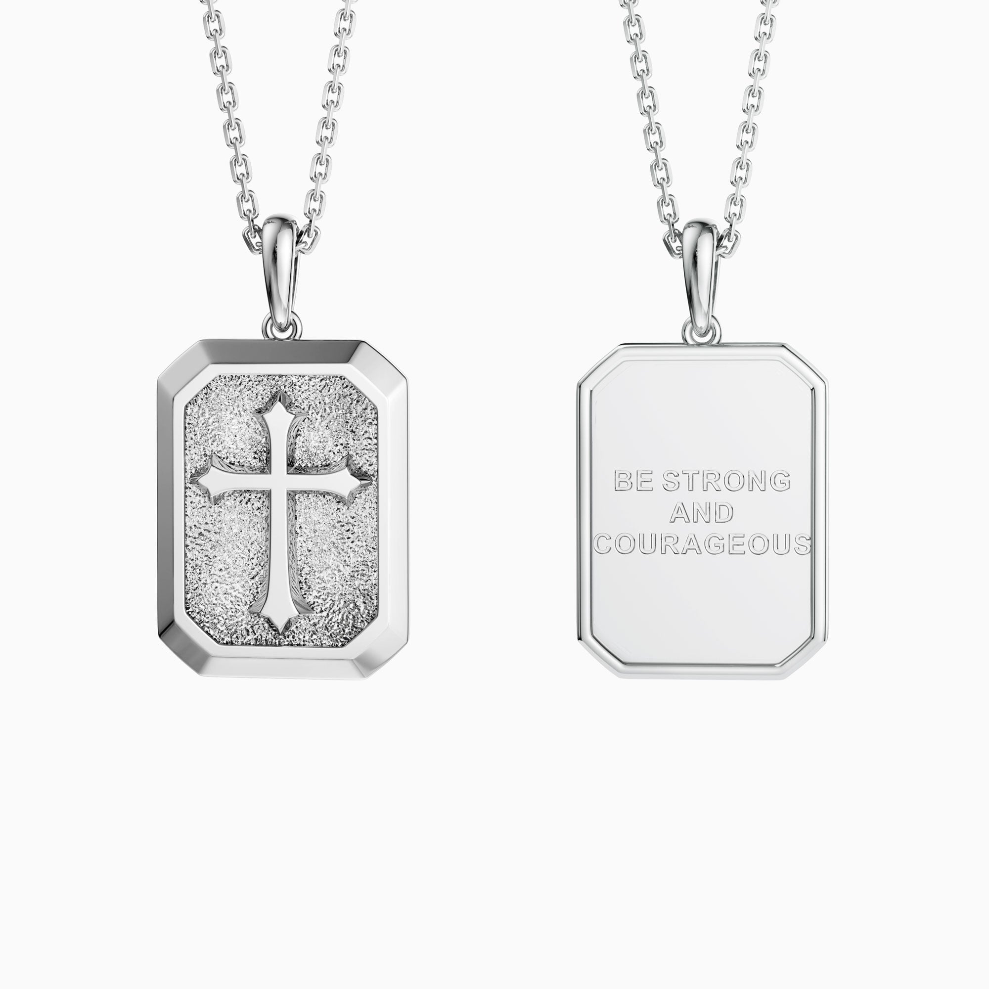 Be Strong And Courageous Cross Engraved Necklace - vanimy