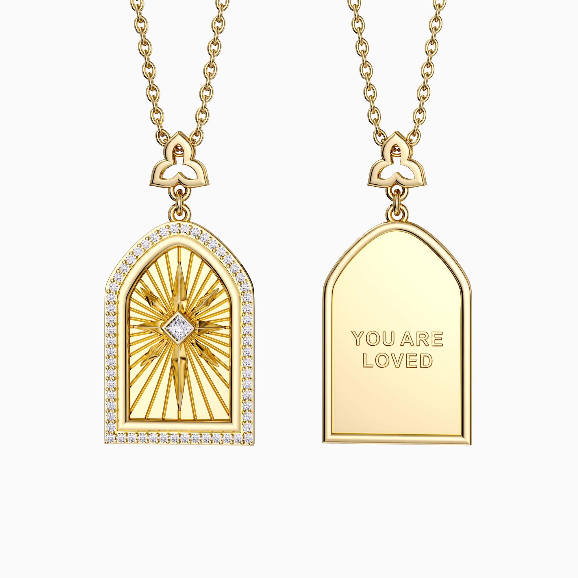 You Are Loved Cross Medallion Pendant Engraved Necklace - vanimy