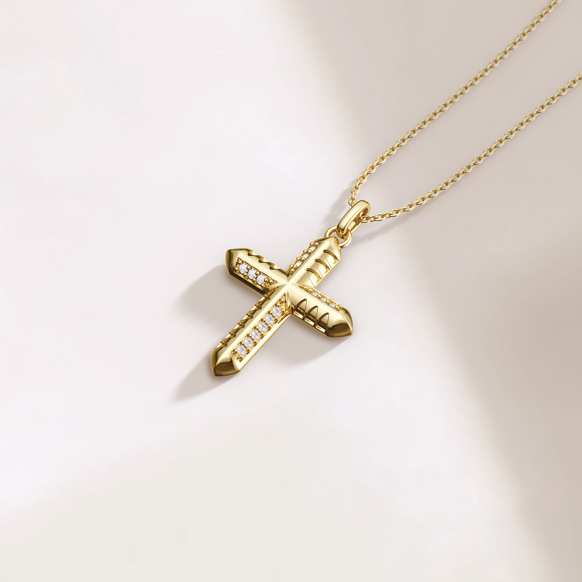 Eternal Faith Cross Trinity Triangle Engraved Pendant Necklace - vanimy