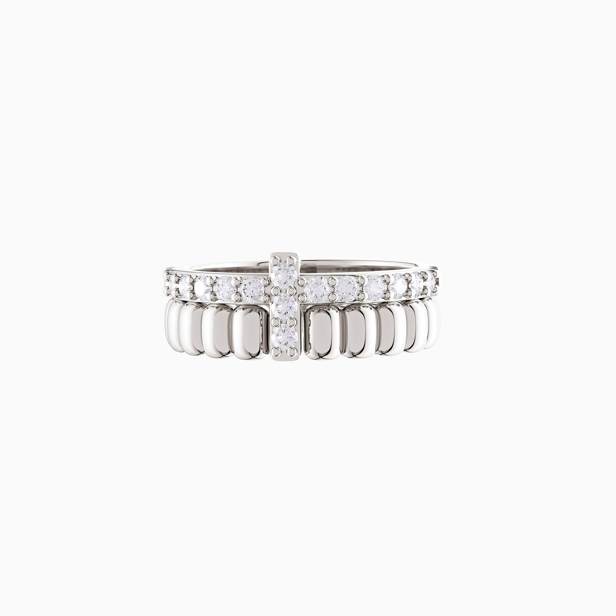 Eternal Setting Cross Two-piece Ring Set - vanimy