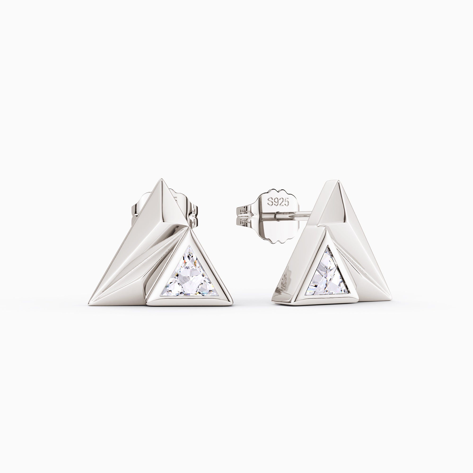 Triangle Pyramid Trillion Cut Stud Earrings - vanimy