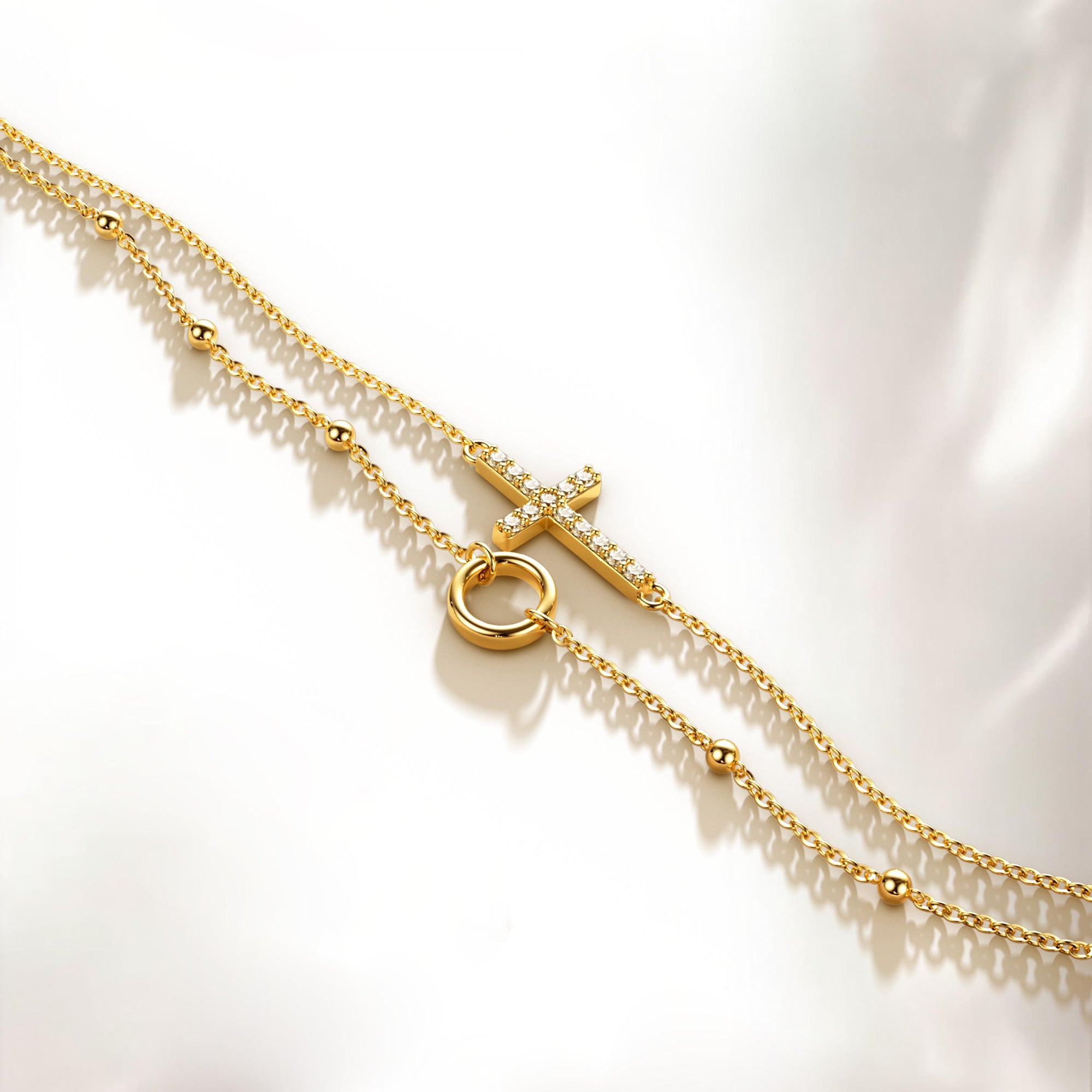 Gold Layered Cross Bracelet - vanimy