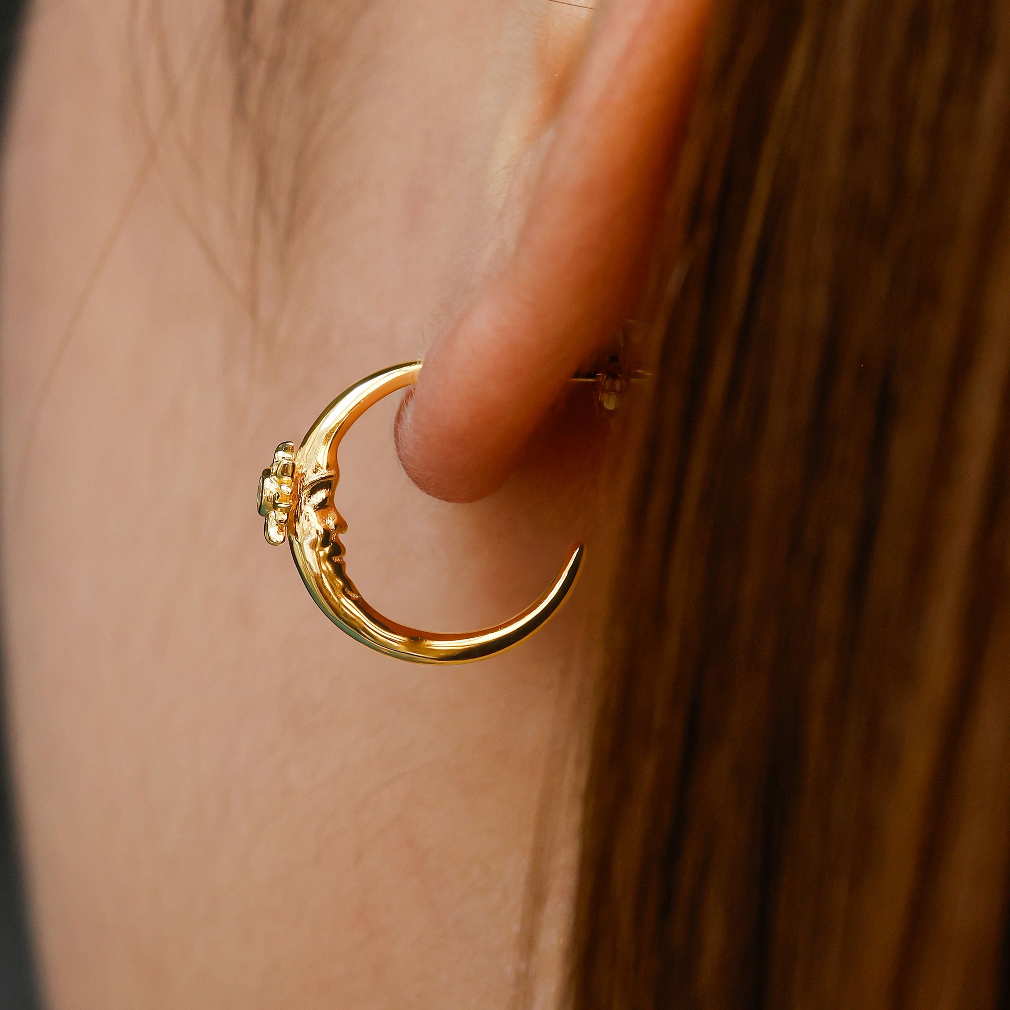 Promised Land Celestial Harmony Half Hoop Stud Earrings