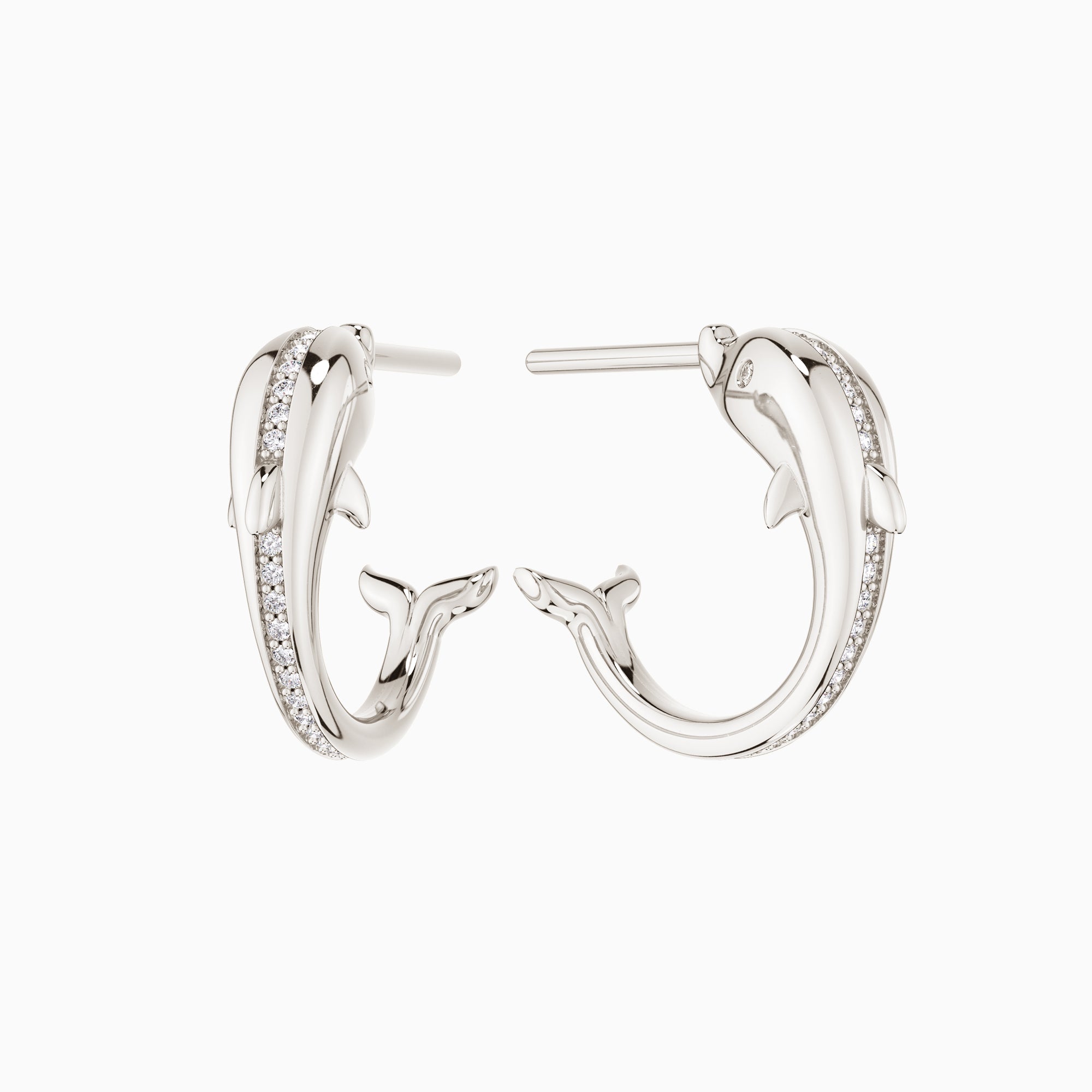 Promised Land Ocean’s Dance Dolphin Half Hoop Stud Earrings