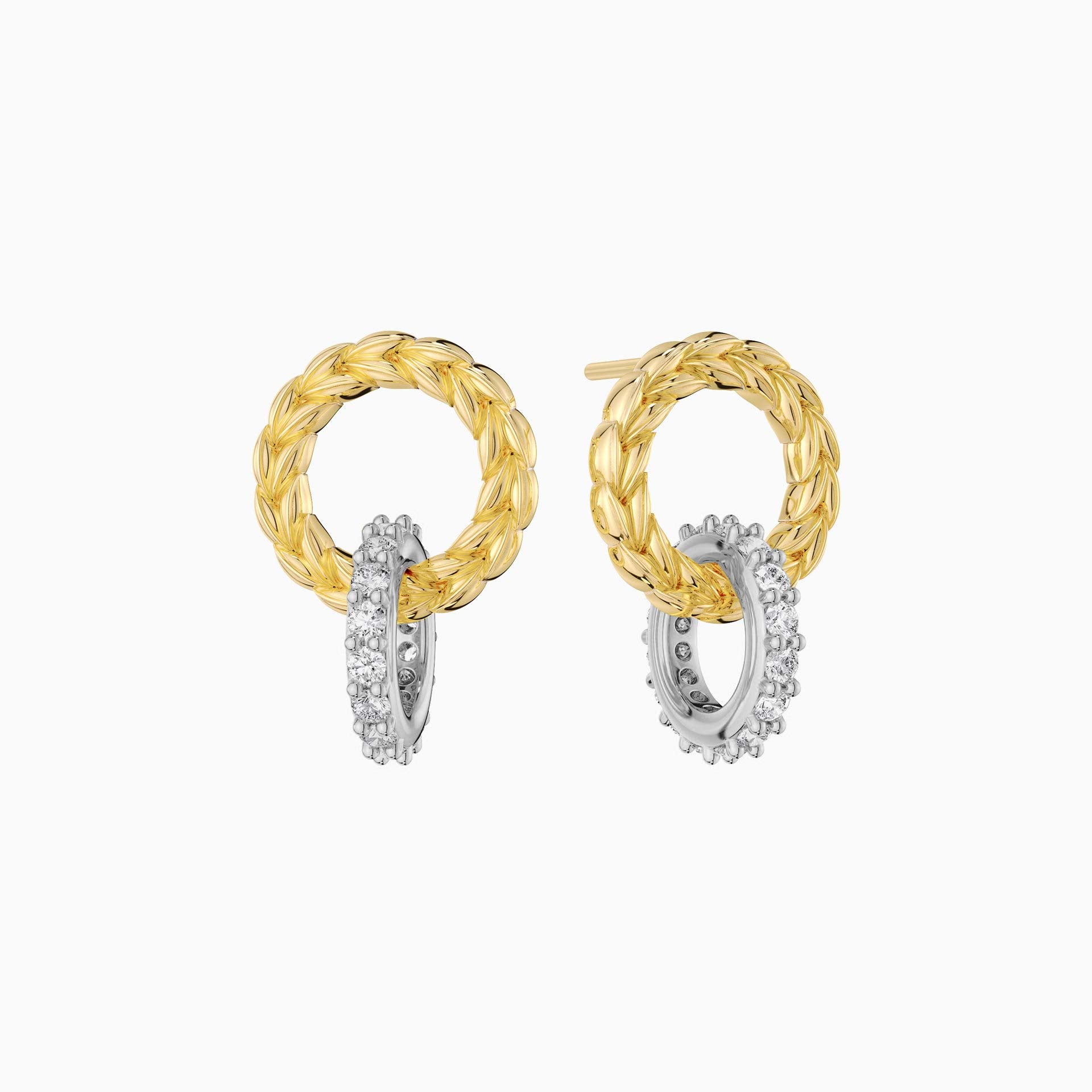 Manna Two-Tone Double Interlocking Halo Stud Earrings