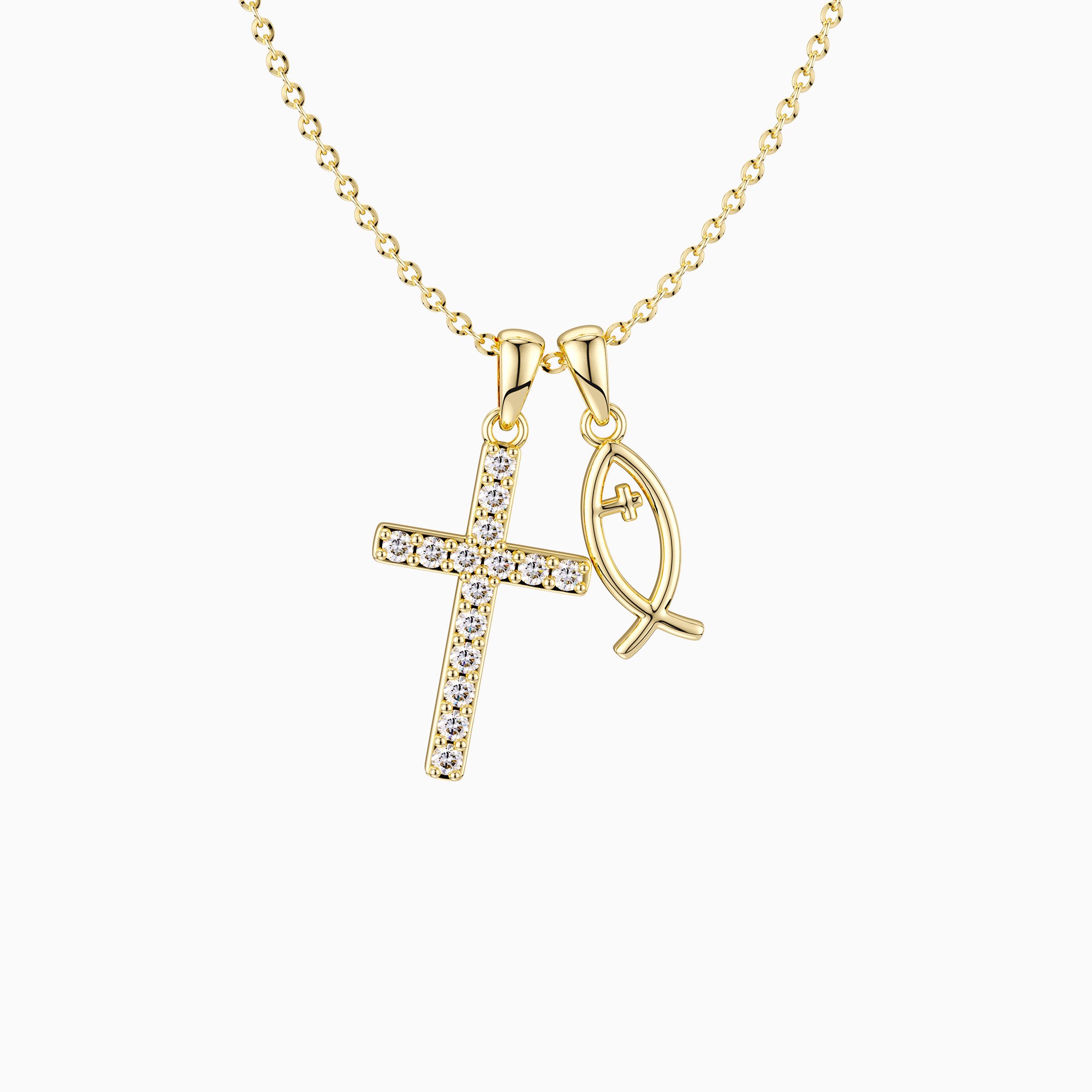 We Will be With You Cross Ichthys Necklace - vanimy