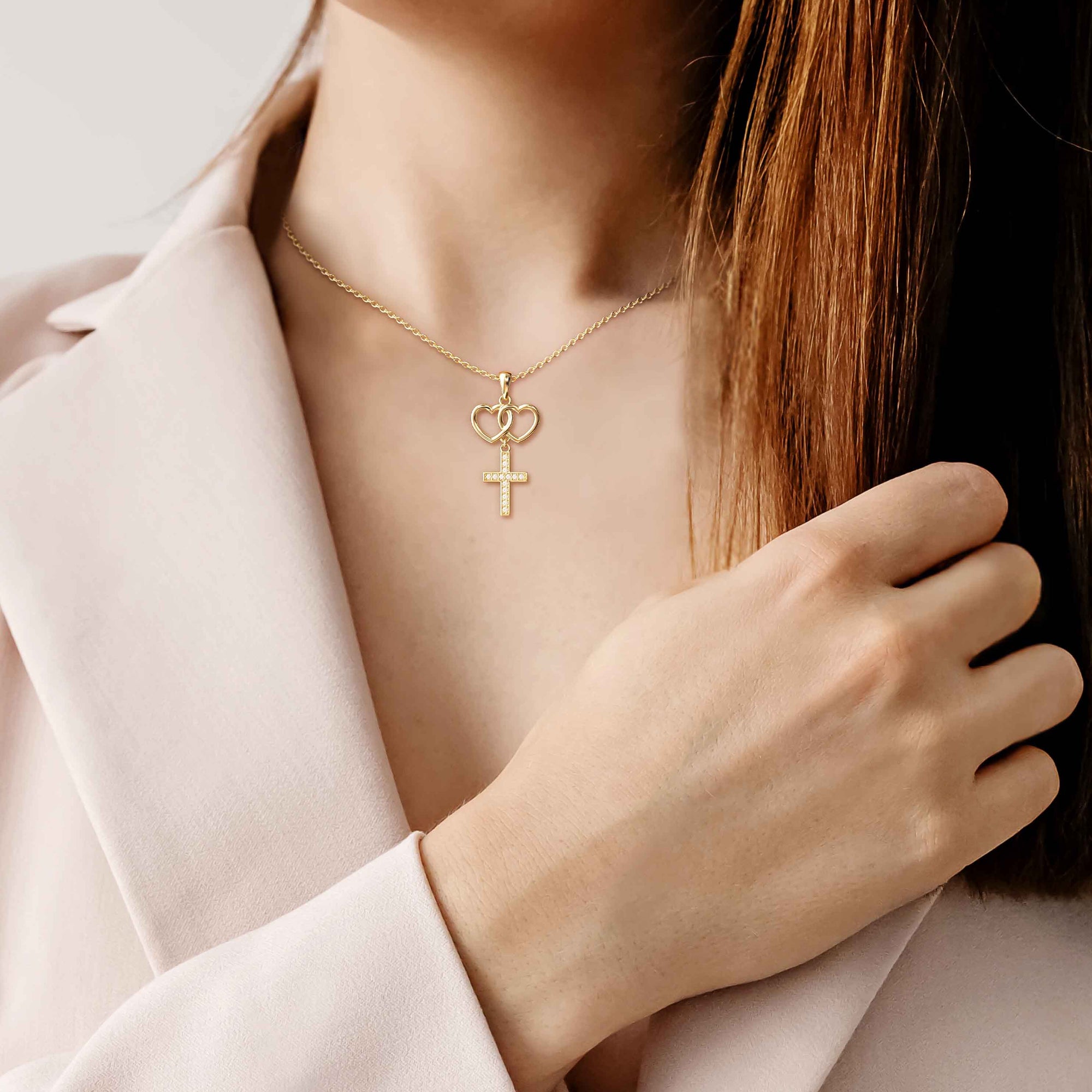 Gold Love And Faith Cross Necklace - vanimy
