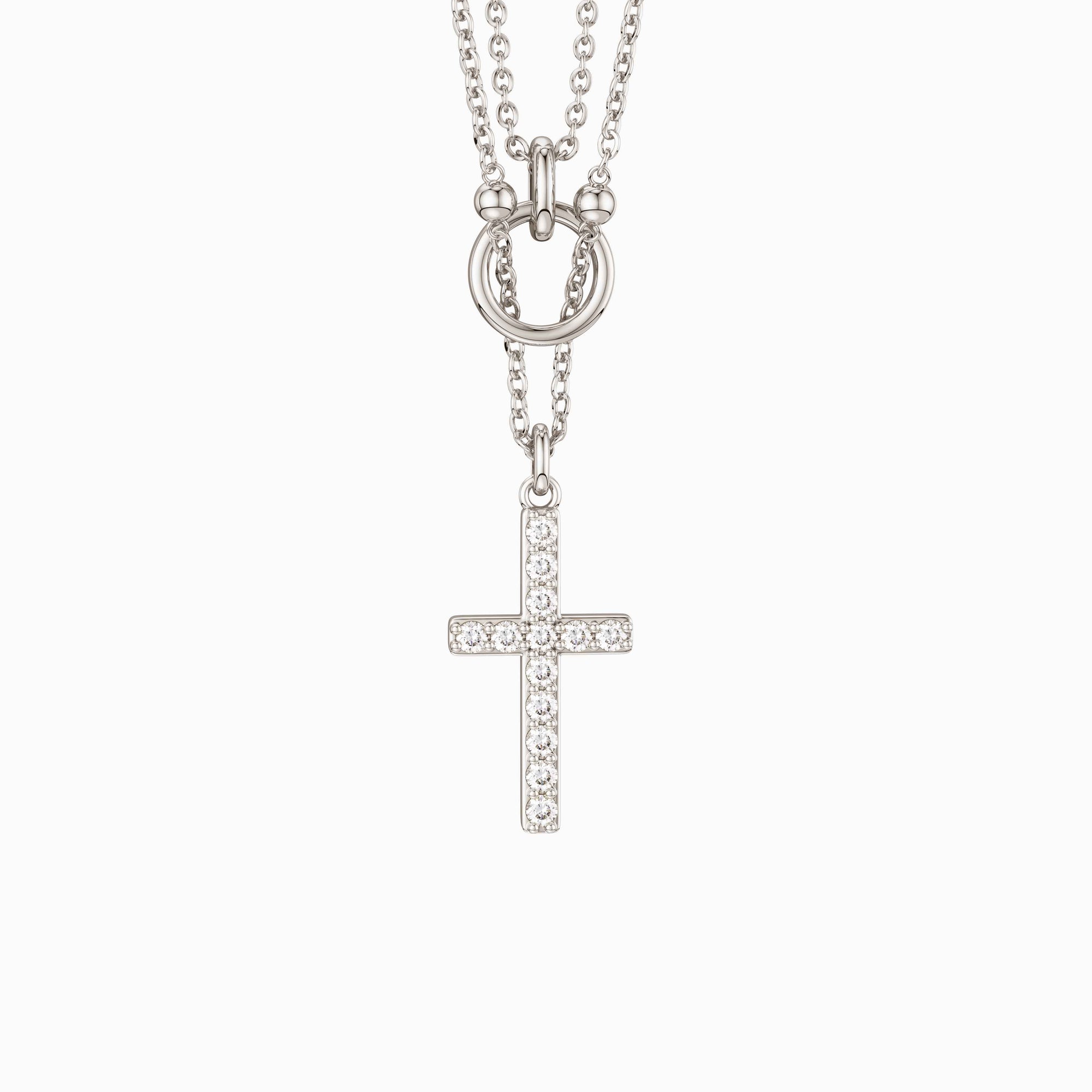 Gold Layered Circle Cross Necklace - vanimy