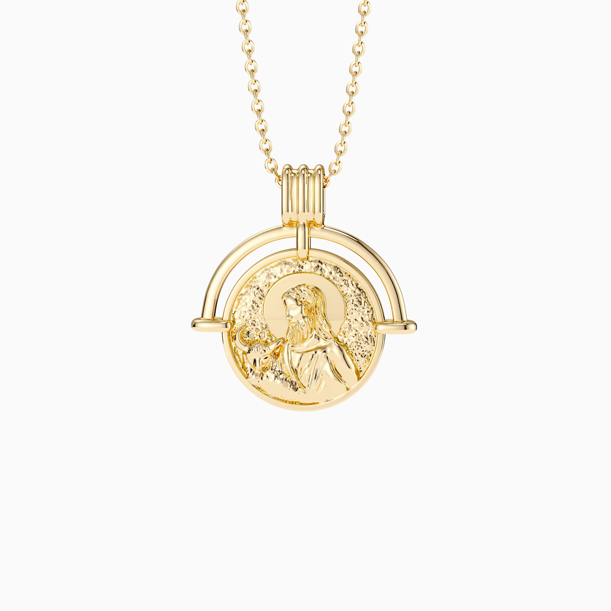 Jesus deals coin pendant