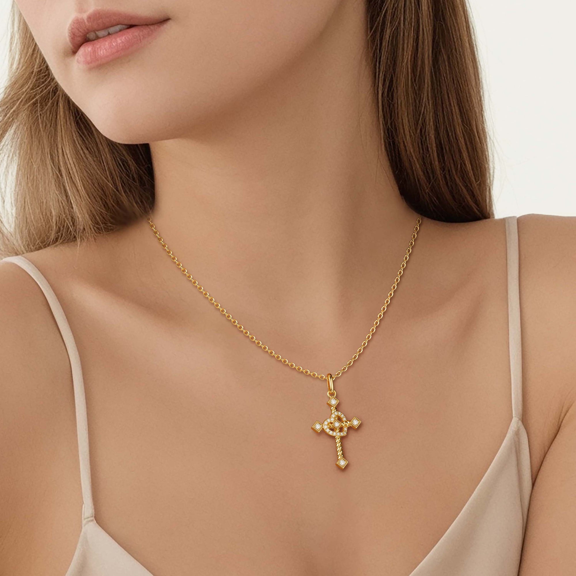 Heart Cross Cord Necklace - vanimy