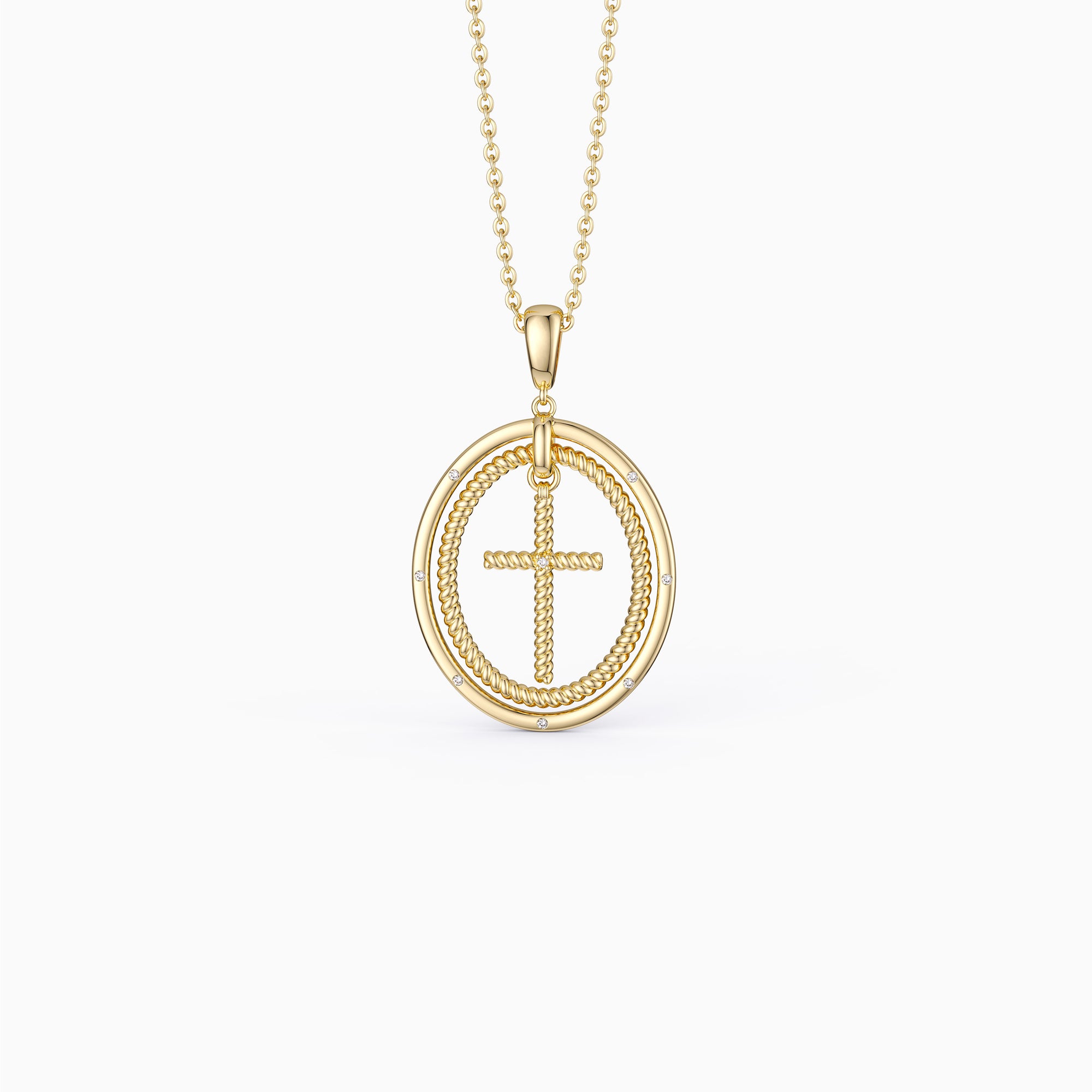 Oval Cross Cord Necklace - vanimy