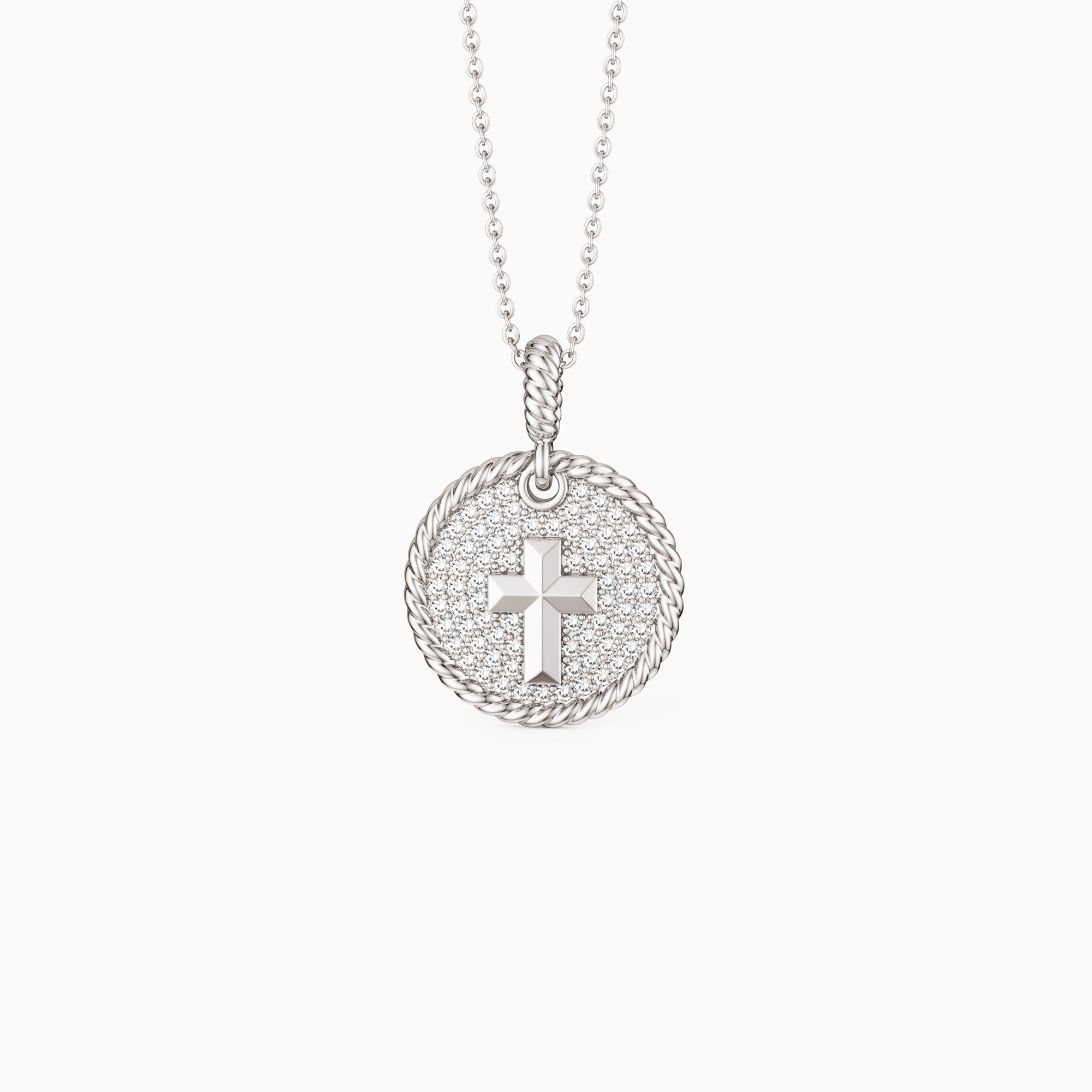 Pavé Coin Cross Necklace - vanimy