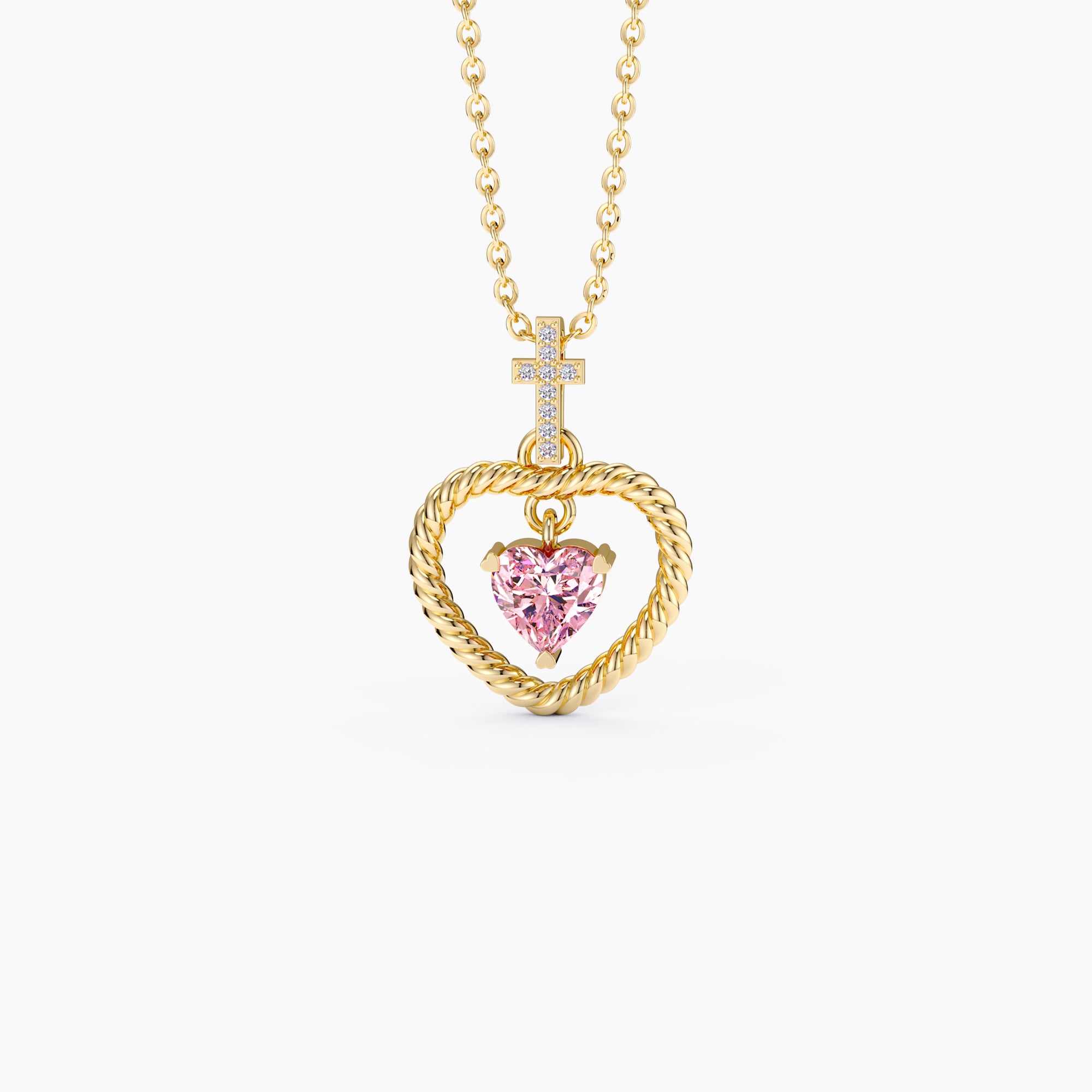 Twisted Heart Cross Pendant Necklace - vanimy