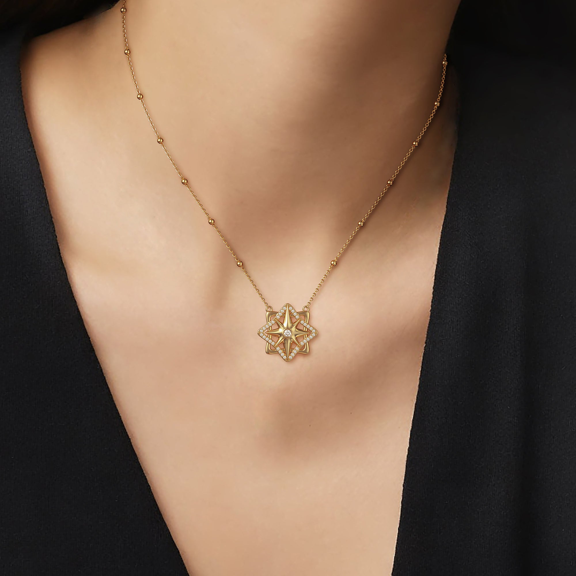 Pave North Star Amulet Necklace - vanimy