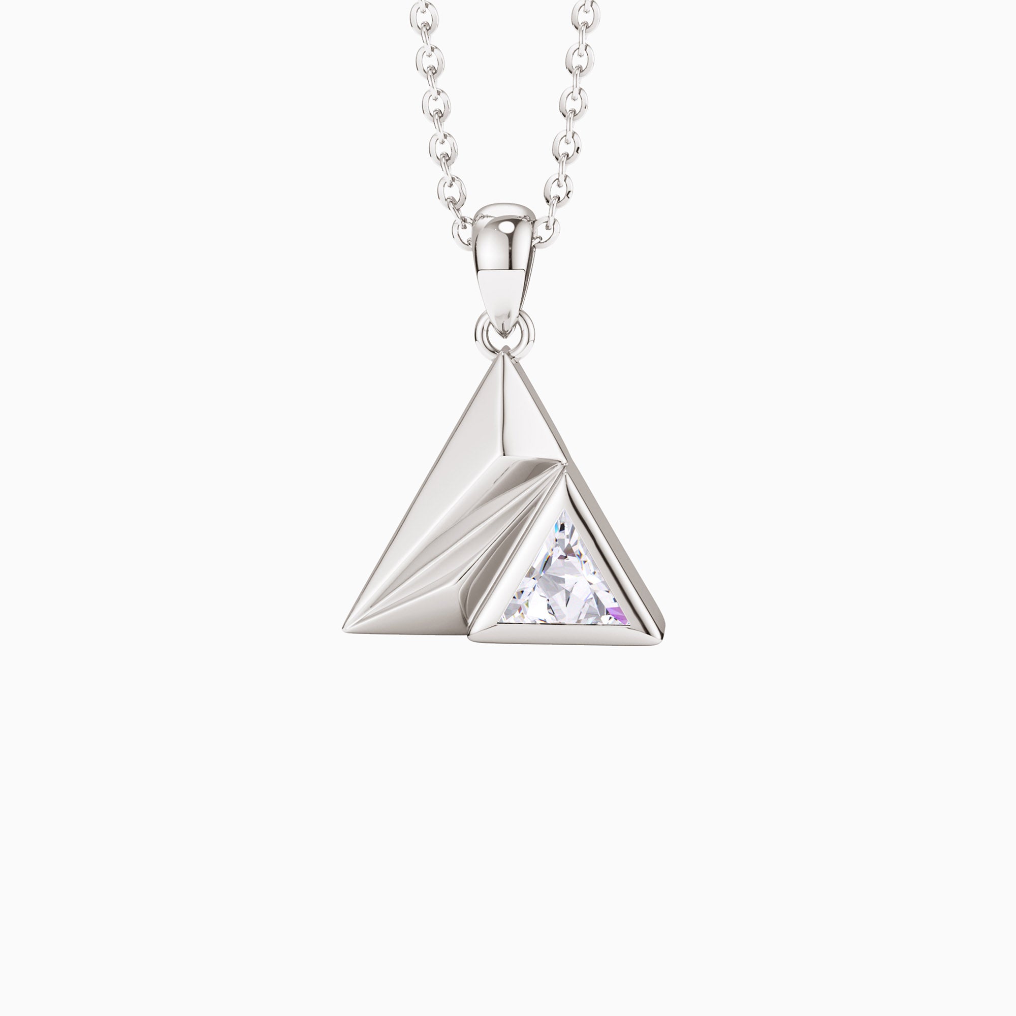 Triangle Pyramid Trillion Cut Pendant Necklace - vanimy