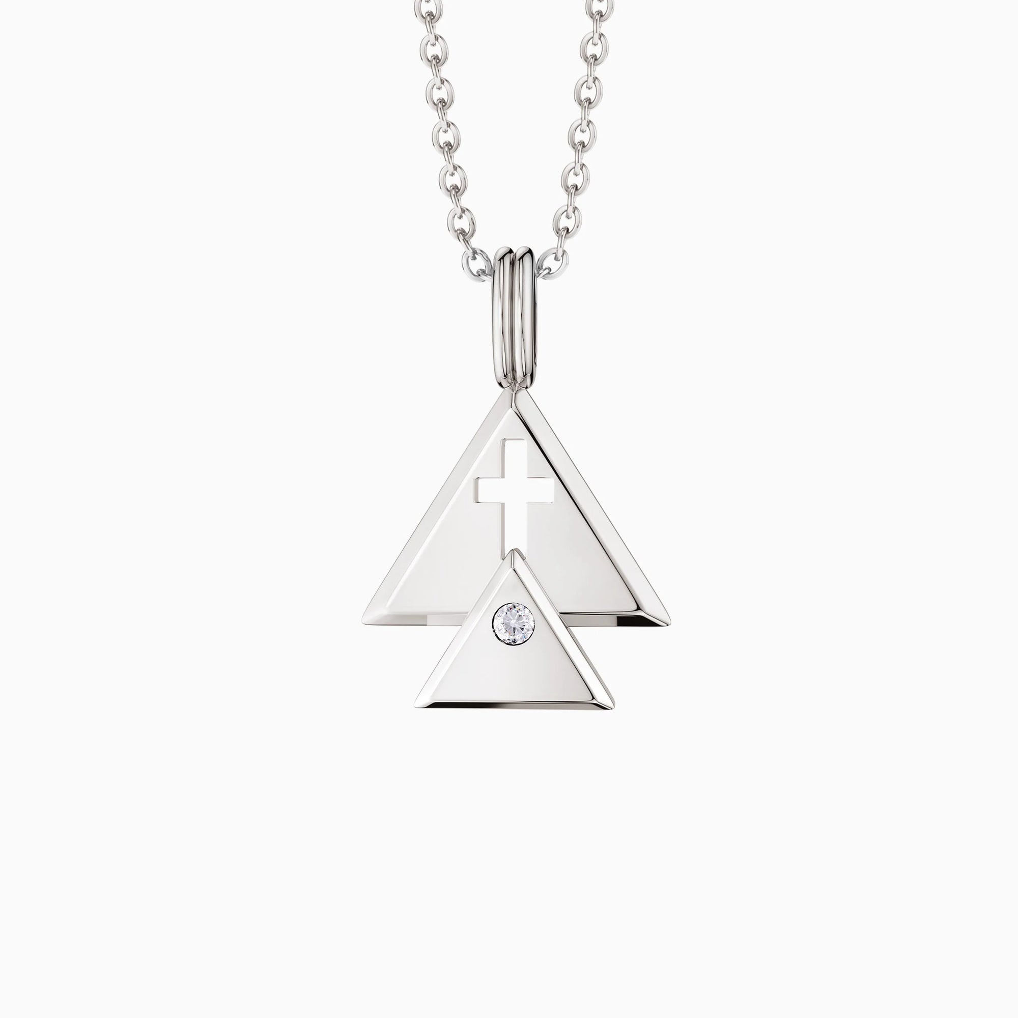 Trinity Triangle Hollow Cross Pendant Necklace - vanimy