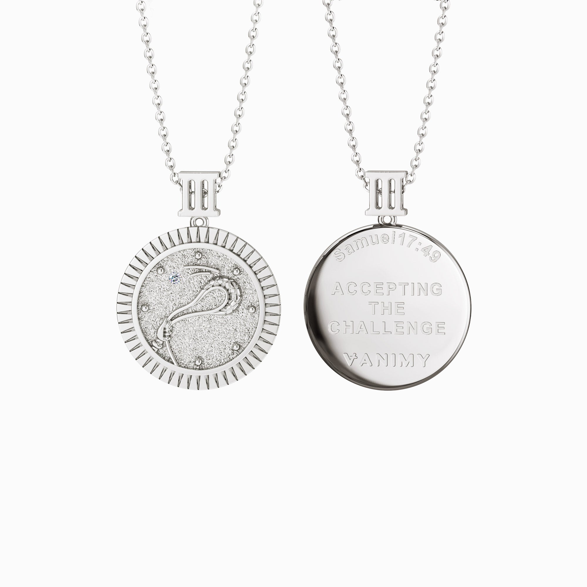 Promised Land Strength &amp; Bravery Coin Medallion Necklace - vanimy