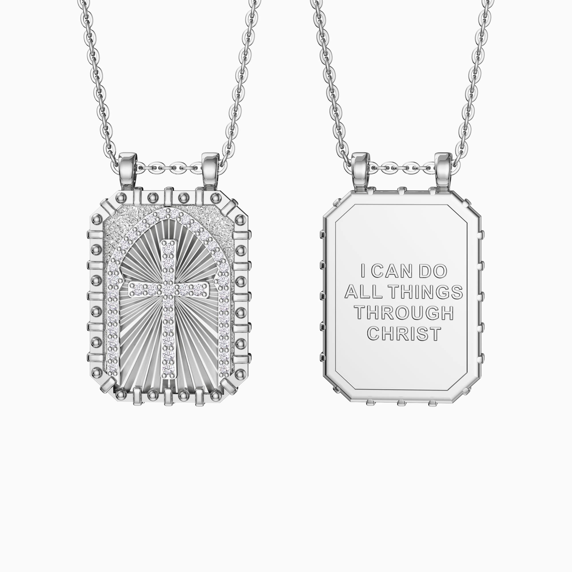 I Can Do All Things Through Christ Cross Engraved Necklace - vanimy
