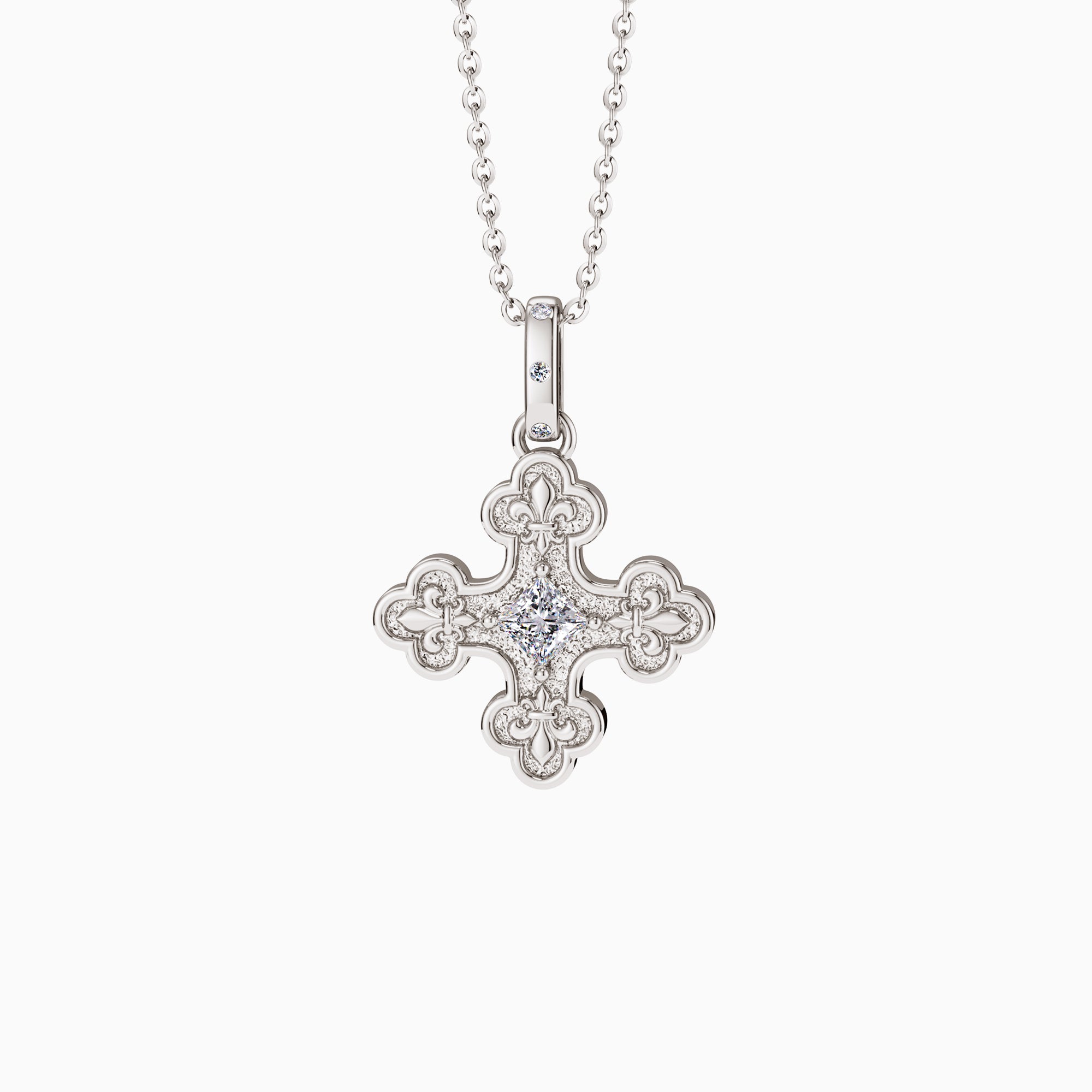 Byzantine Fleur De Lis Cross Pendant Necklace - vanimy