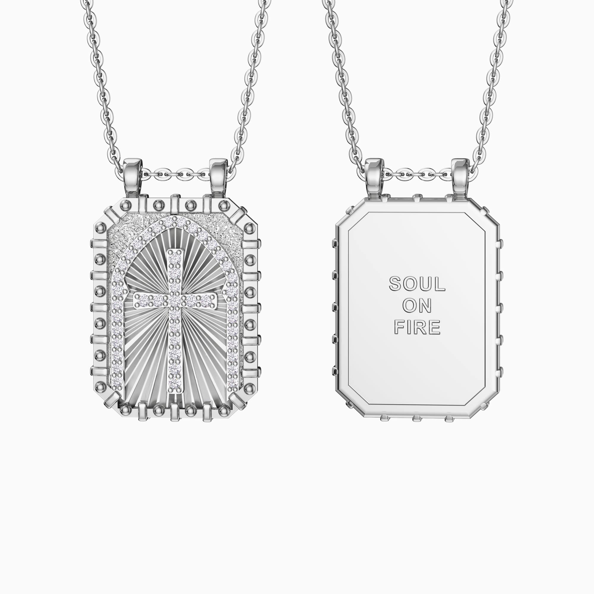 Soul On Fire Cross Medallion Pendant Engraved Necklace - vanimy