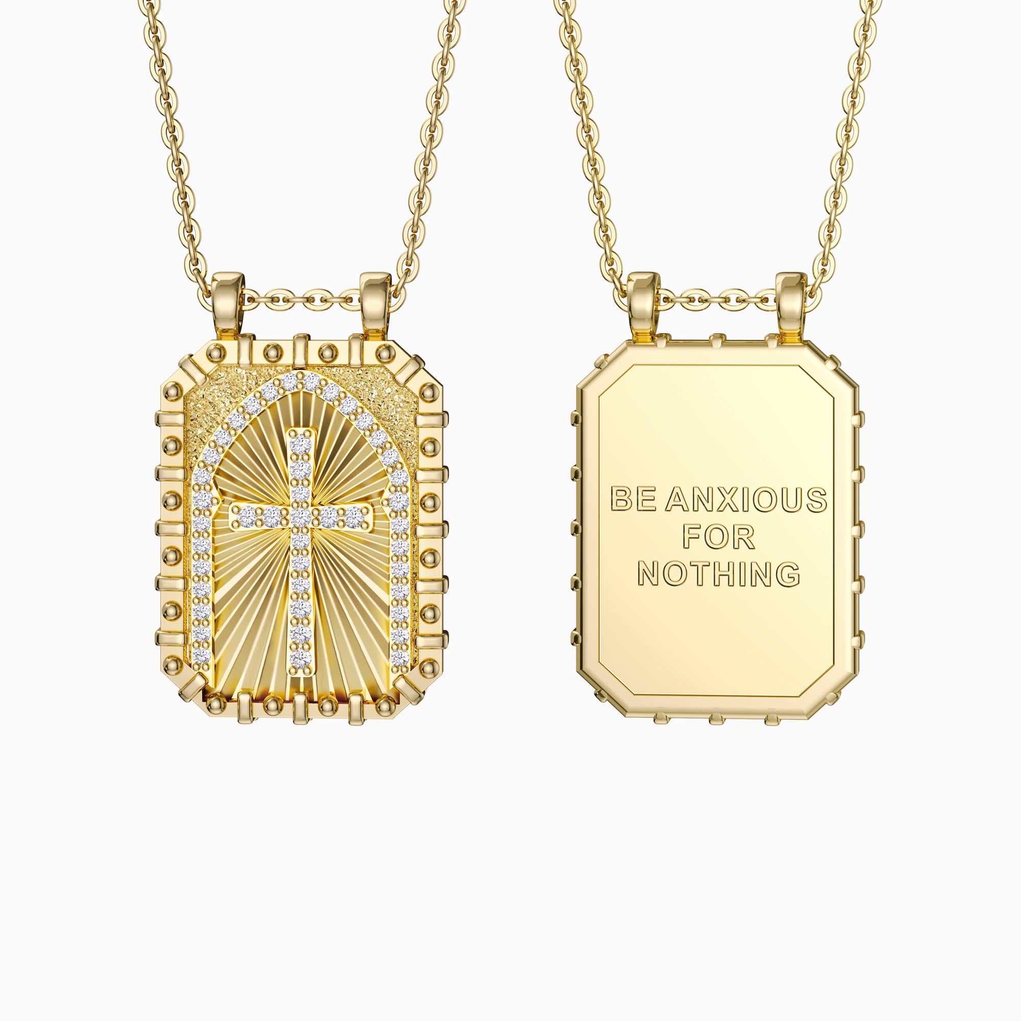 Be Anxious For Nothing Cross Medallion Pendant Engraved Necklace - vanimy