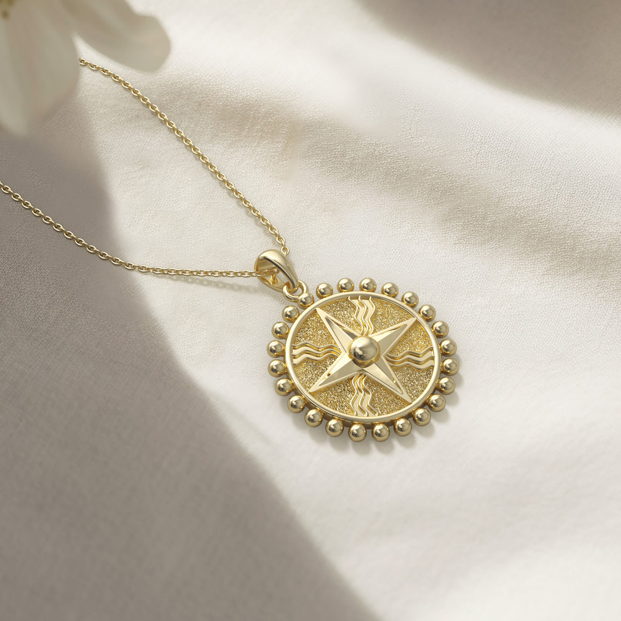 Star of Shamash Beaded Medallion Pendant Necklace - vanimy