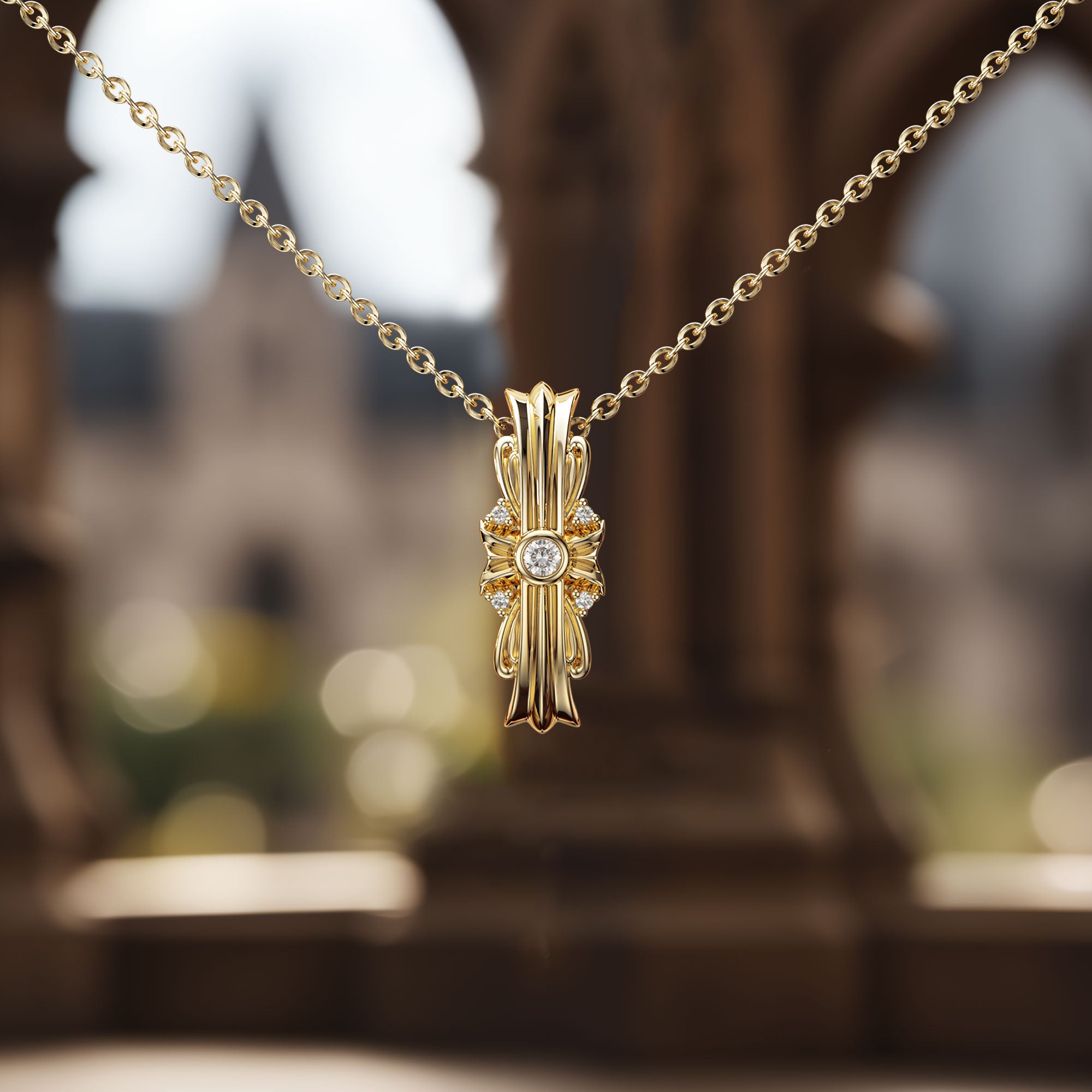 Byzantine Edge Cross Pendant Necklace - vanimy