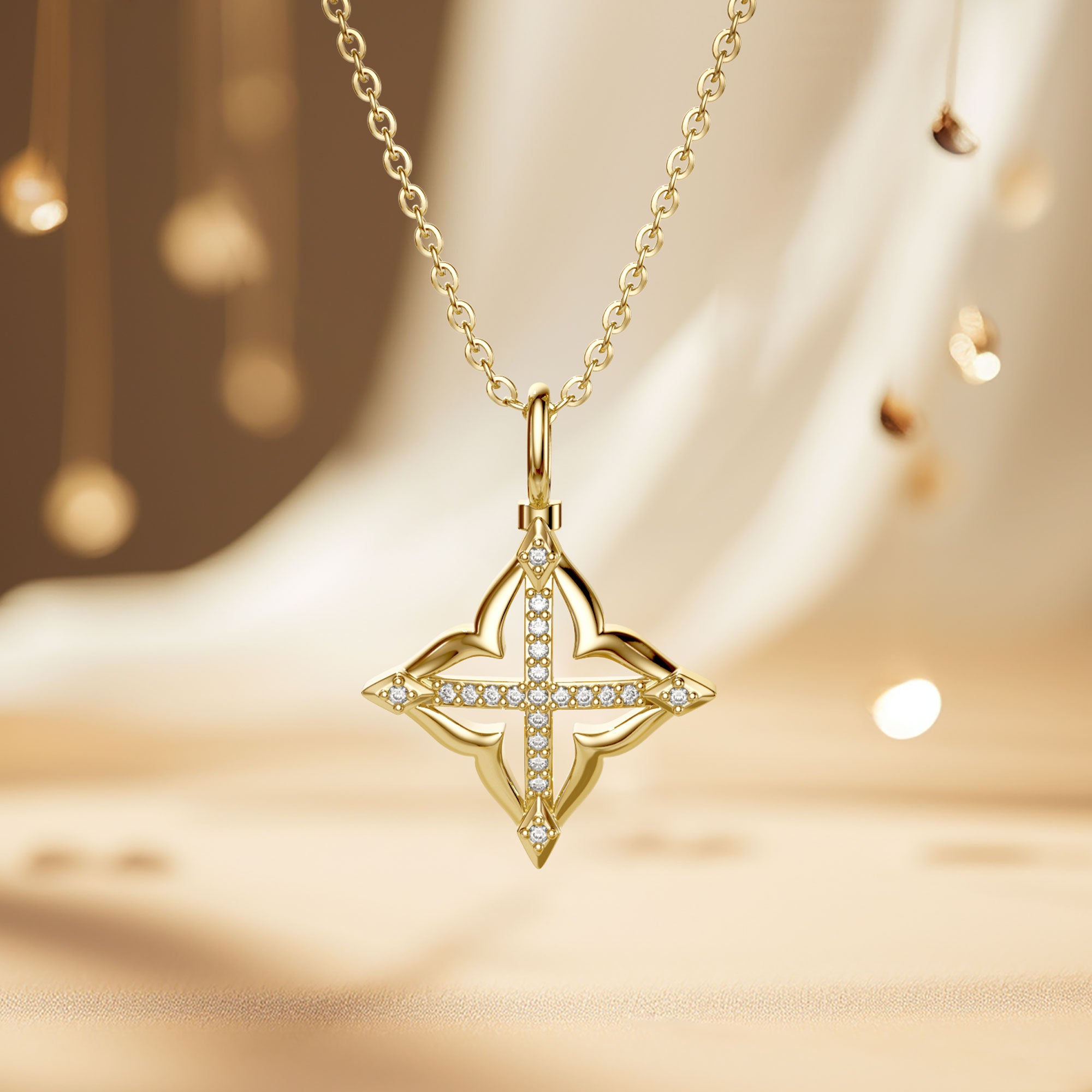 Lucky Four-Leaf Clover Cross Amulet Pendant Necklace - vanimy