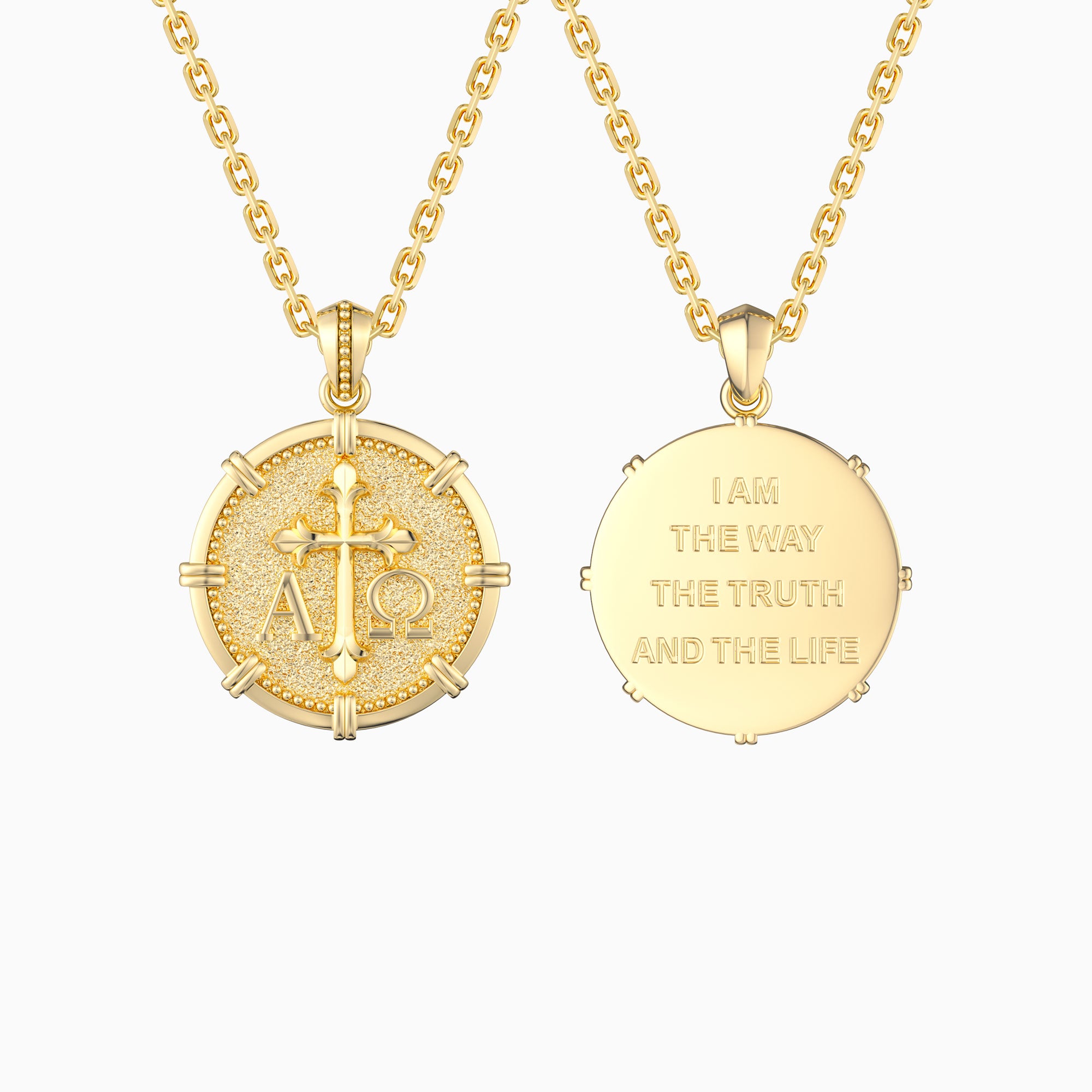 Alpha Omega Fleur-de-Lis Cross Medallion Necklace - vanimy