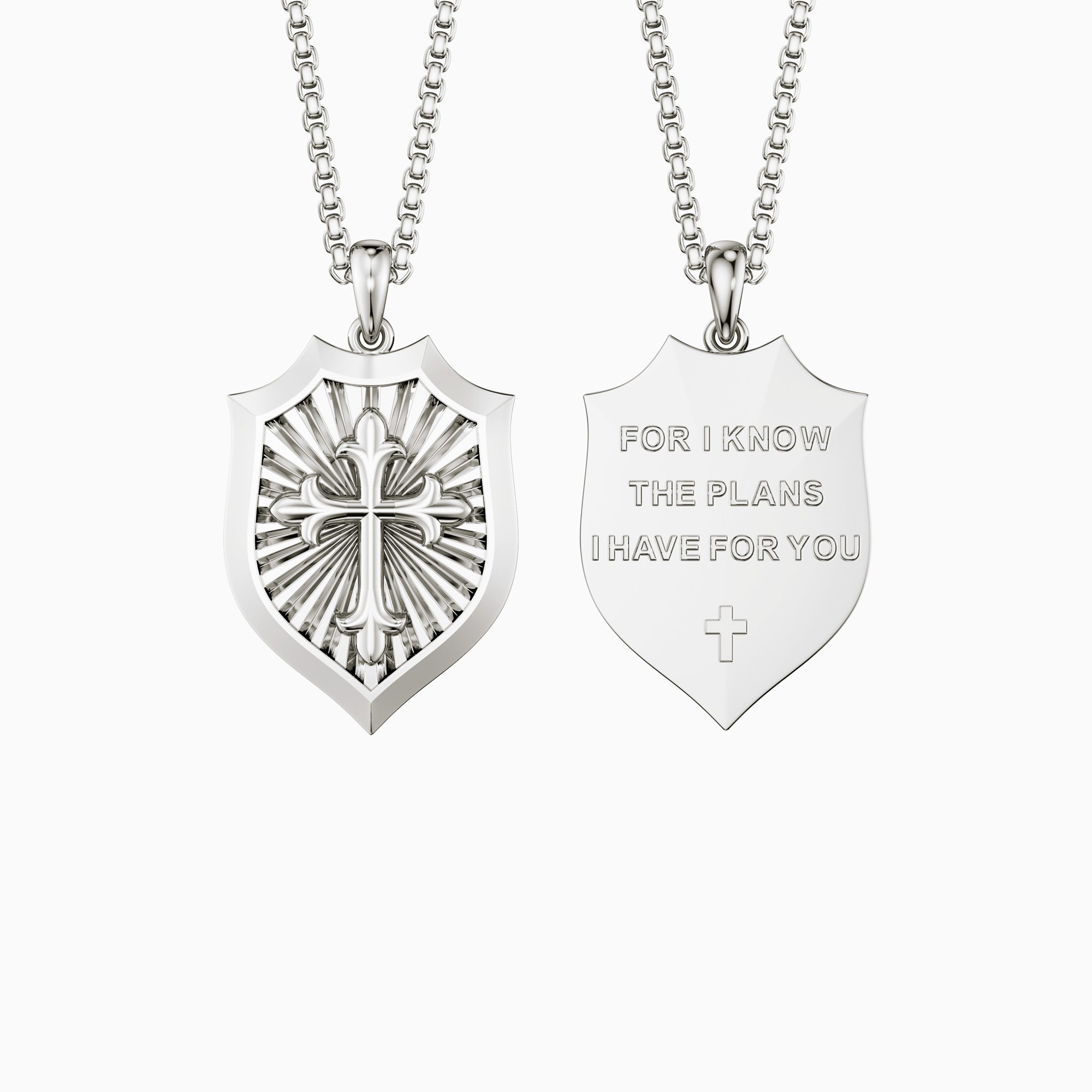 Radiant Shield Cross Protection Pendant Medallion Necklace - vanimy