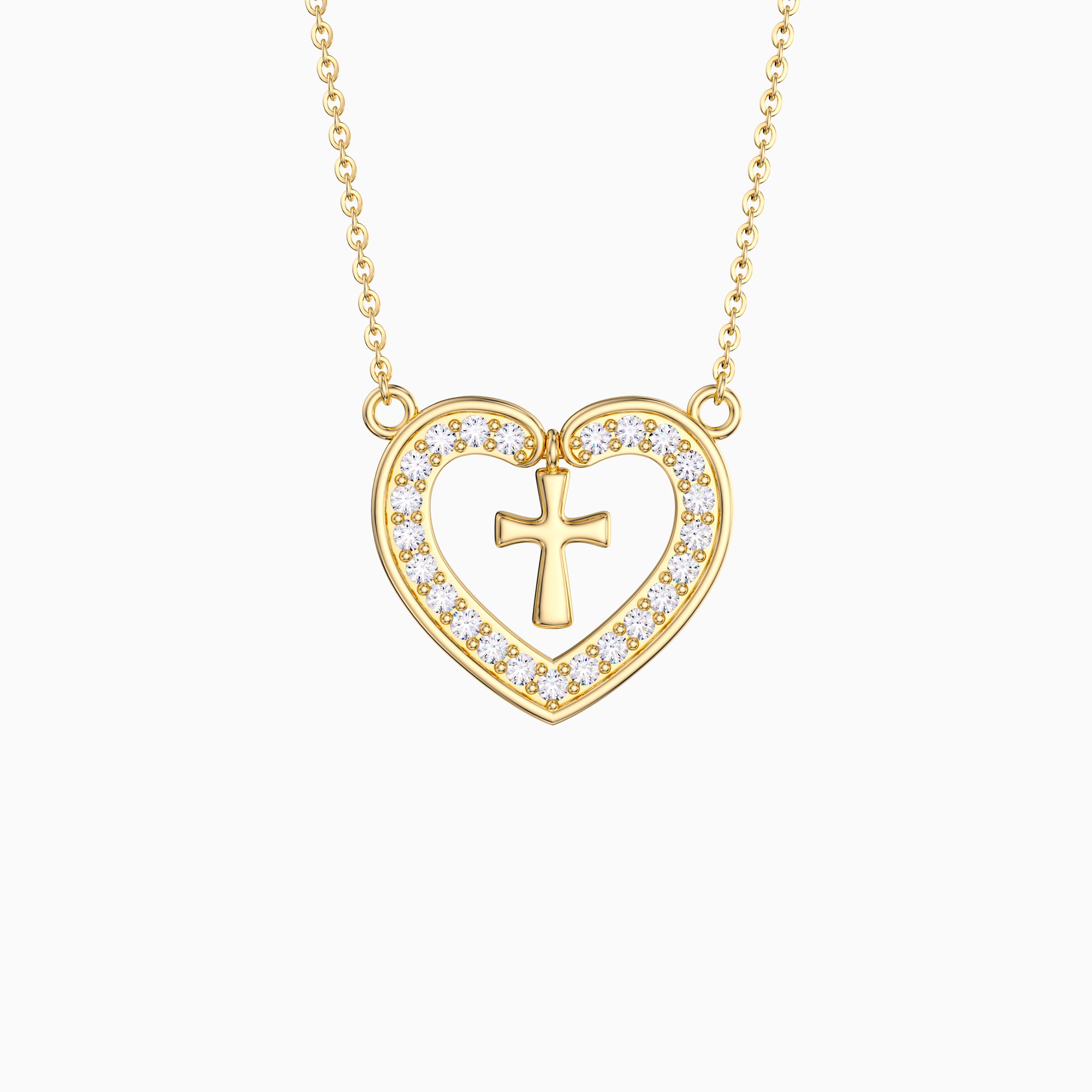 Divine Love Dangling Cross Heart Necklace - vanimy