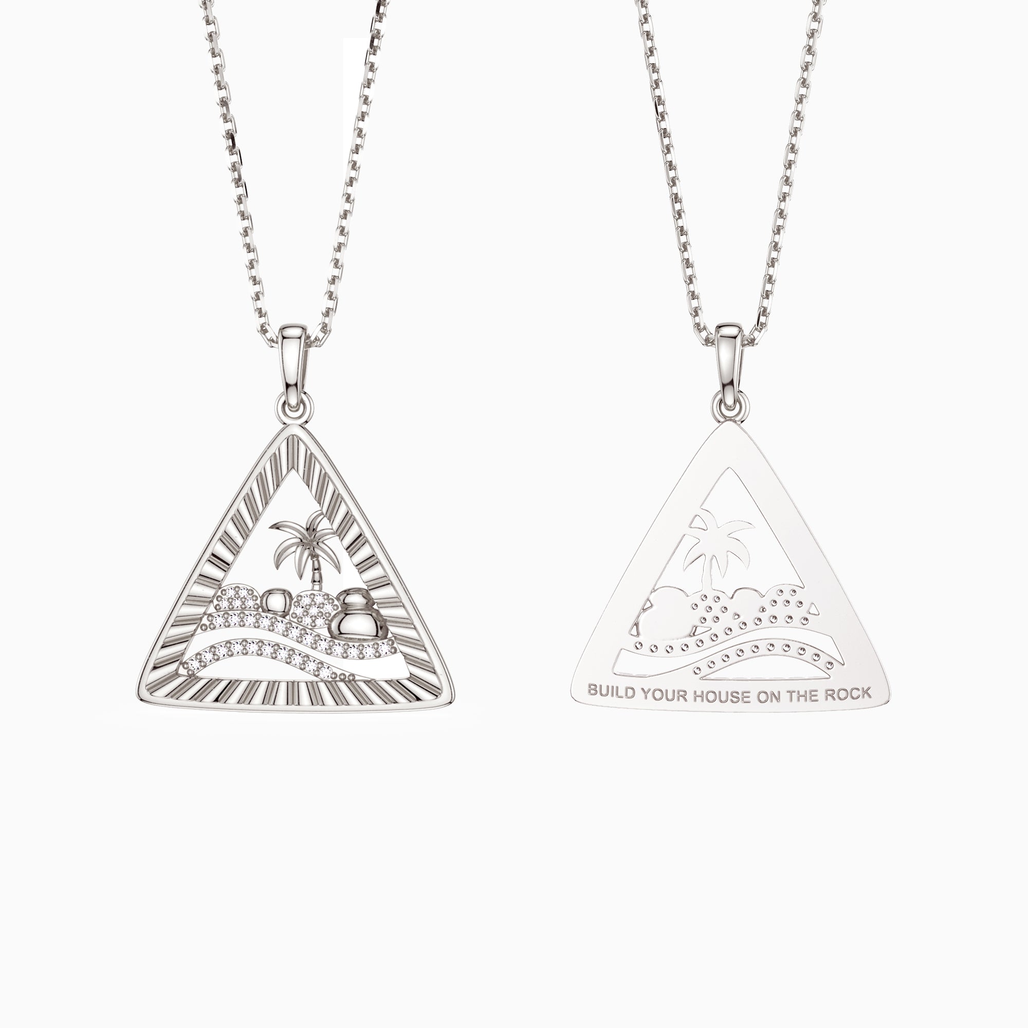 Parable of the Wise and Foolish Builders Triangle Pendant Necklace