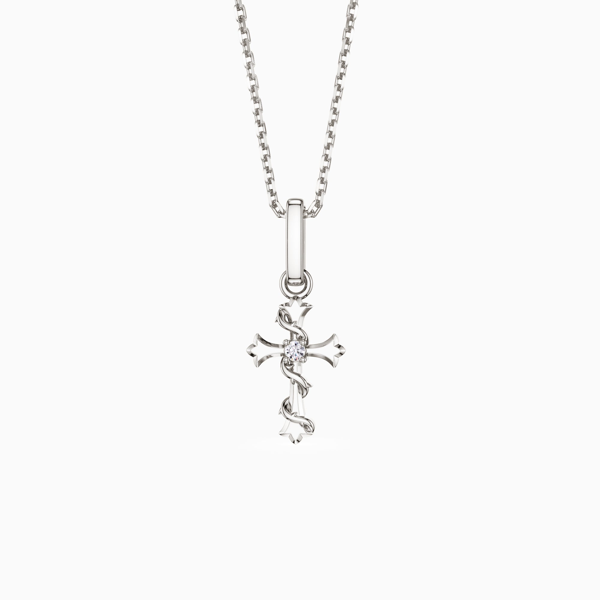 Fleur-de-Lis Thorn Cross Charm Pendant