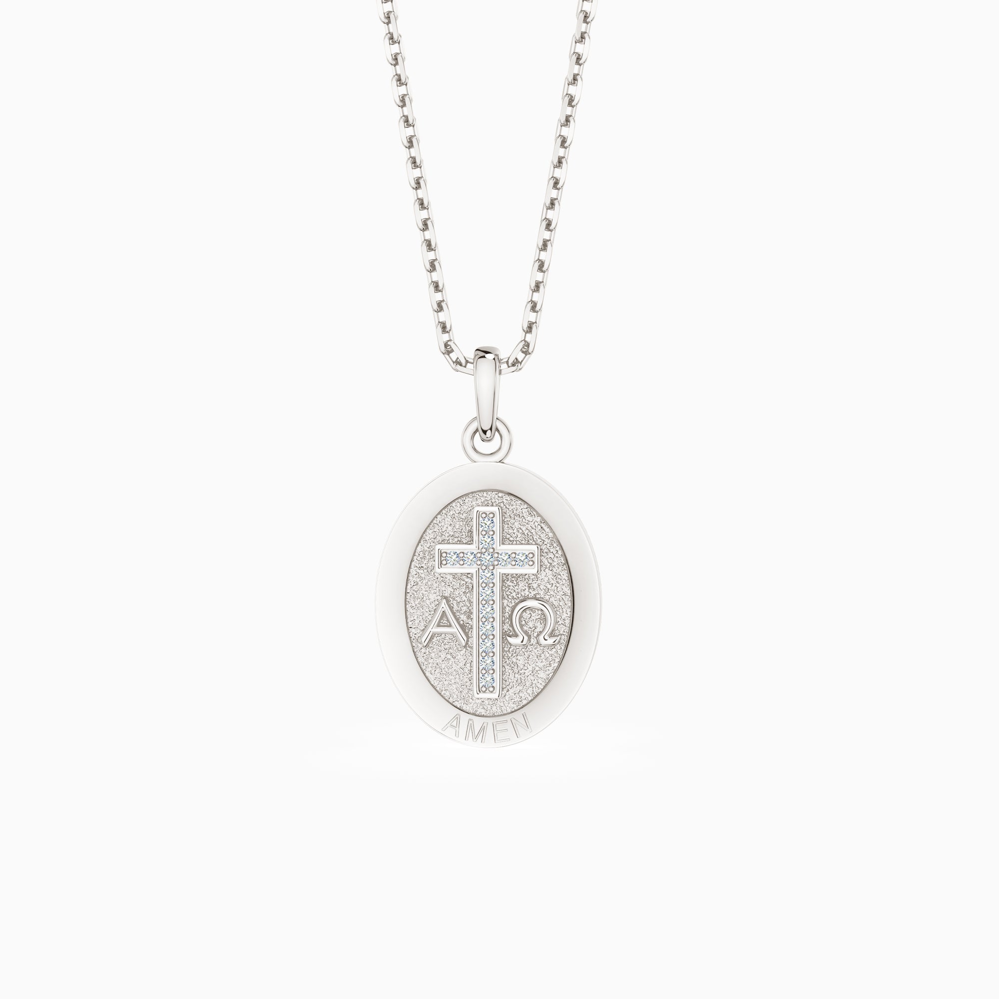 Alpha Omega Medallion Pendant Necklace