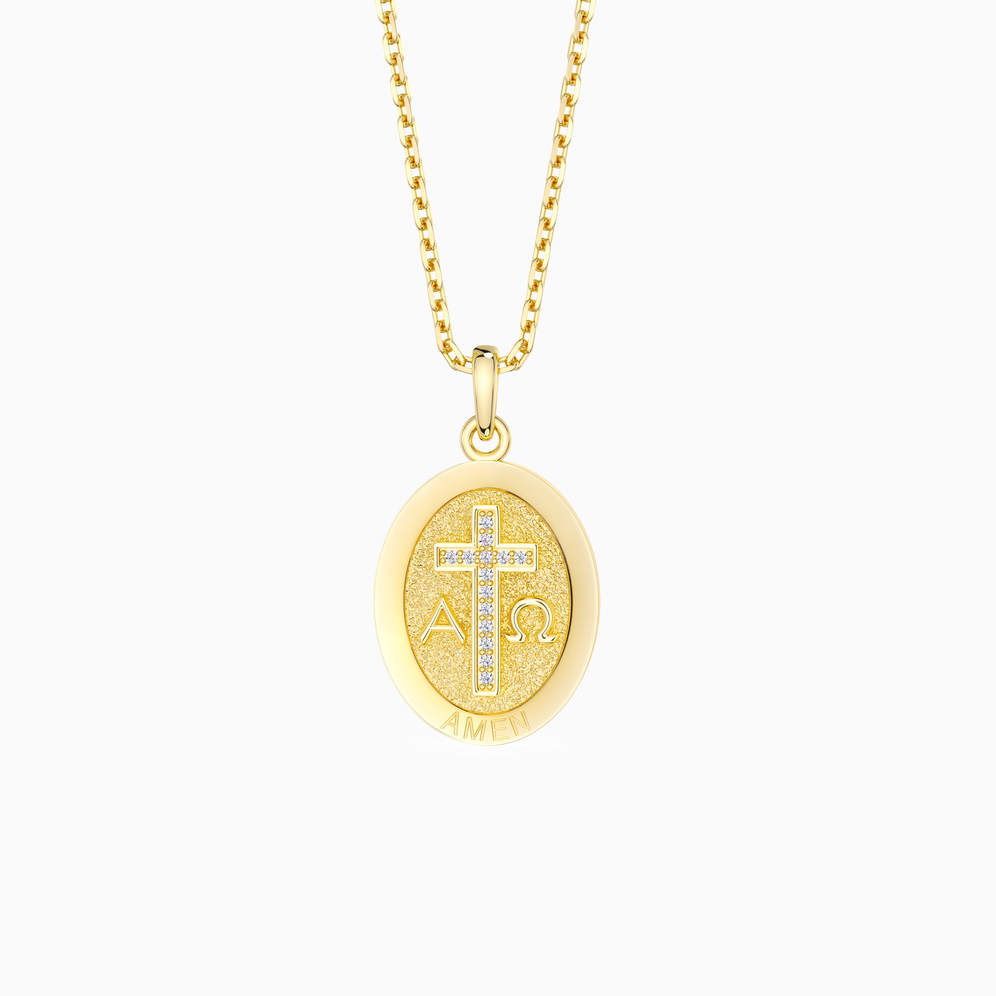 Alpha Omega Medallion Pendant Necklace