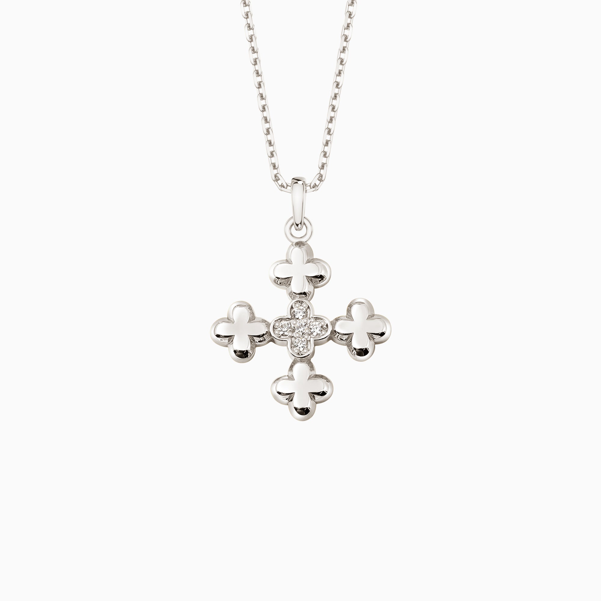 Clover Cross Charm Pendant Necklace