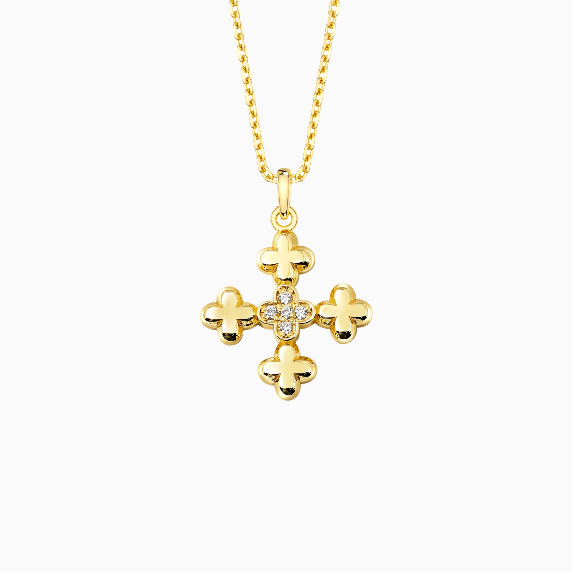 Clover Cross Charm Pendant Necklace