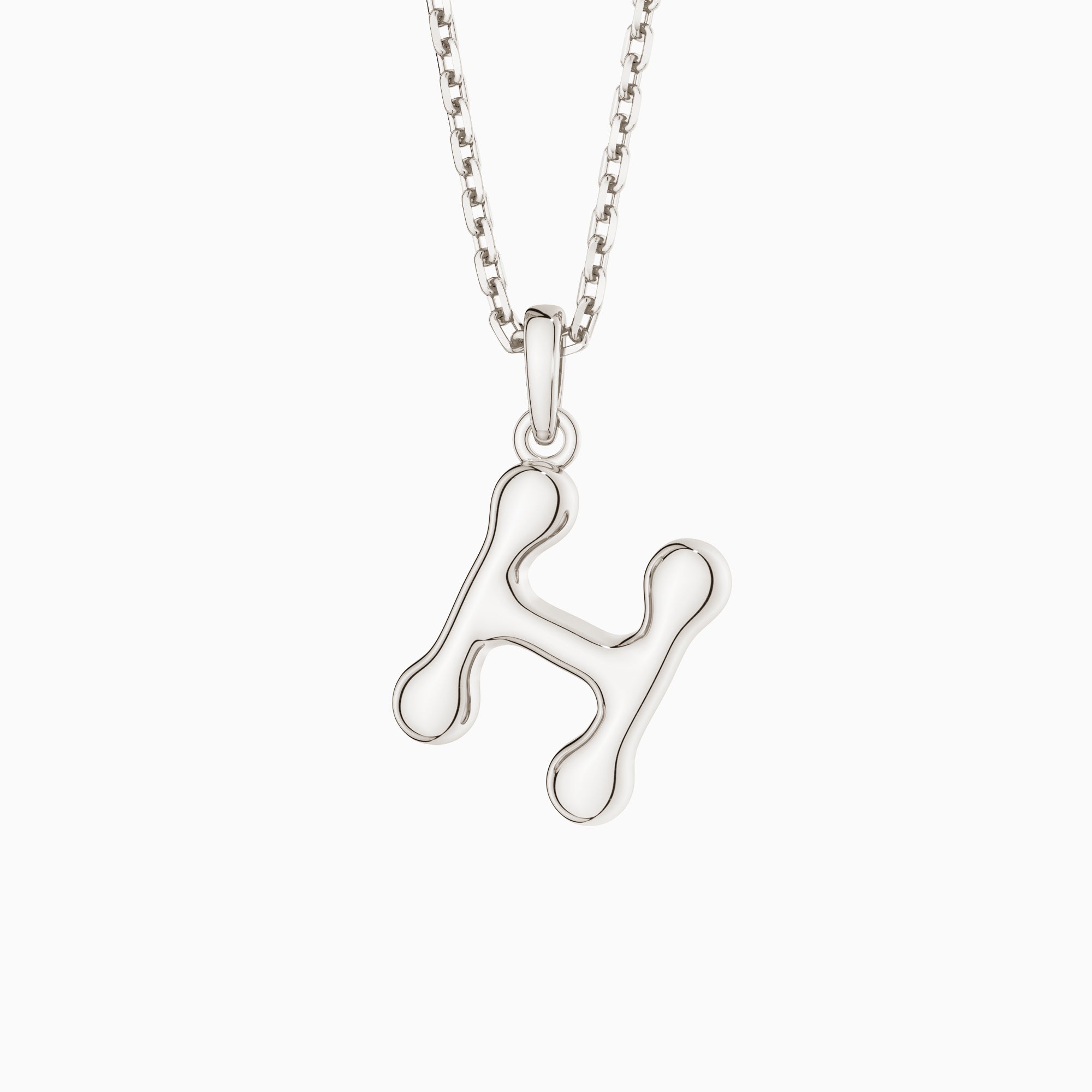 Bubble Initial Letter A-Z Pendant Necklace