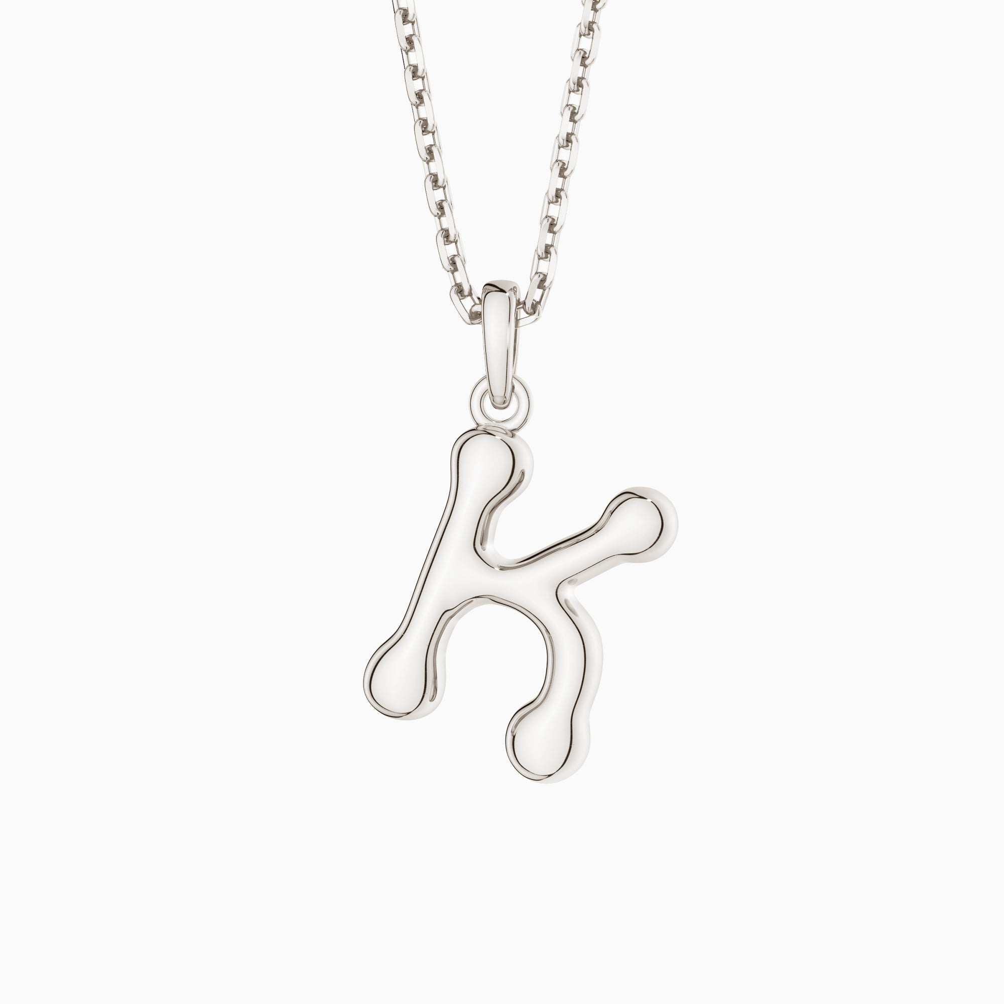 Bubble Initial Letter A-Z Pendant Necklace