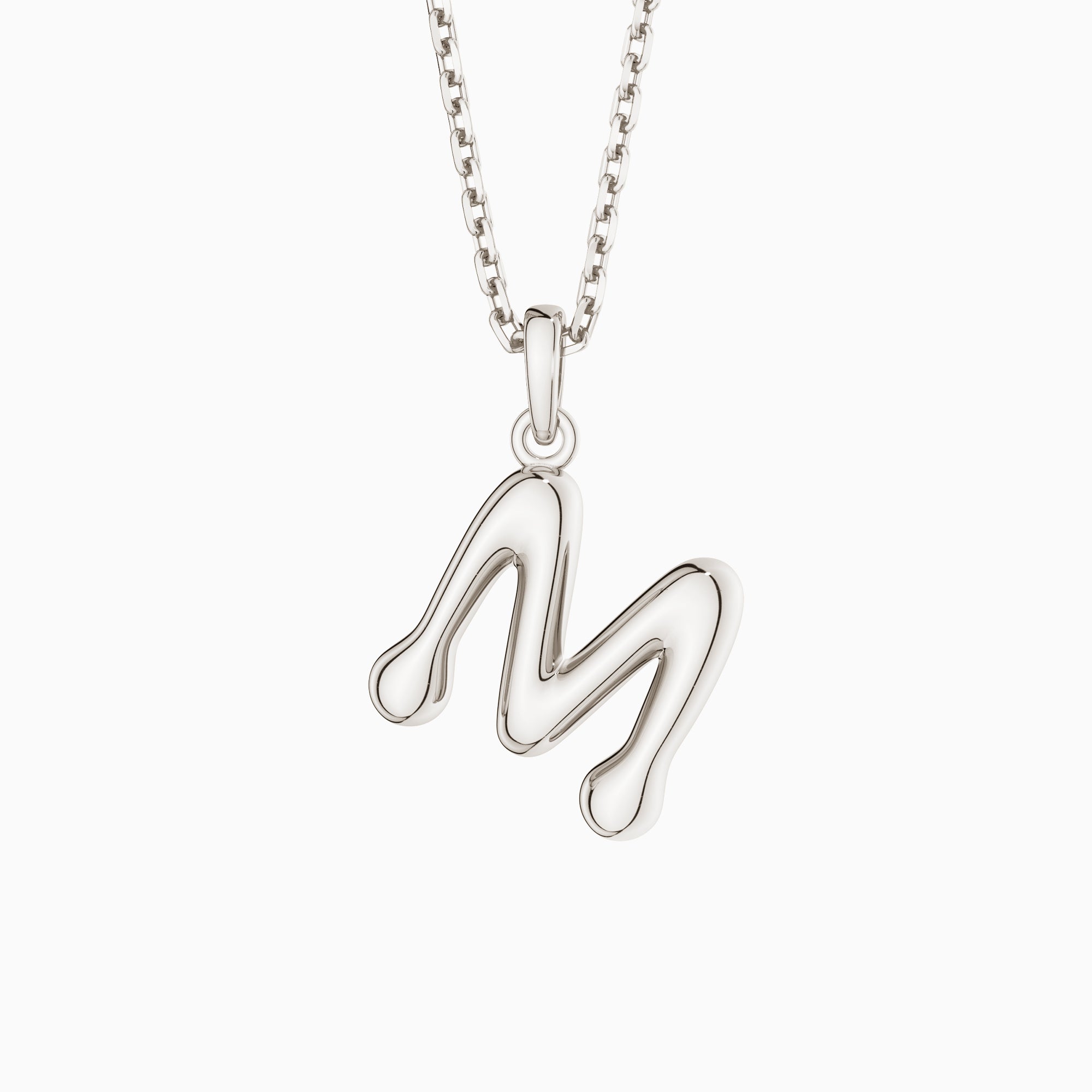 Bubble Initial Letter A-Z Pendant Necklace