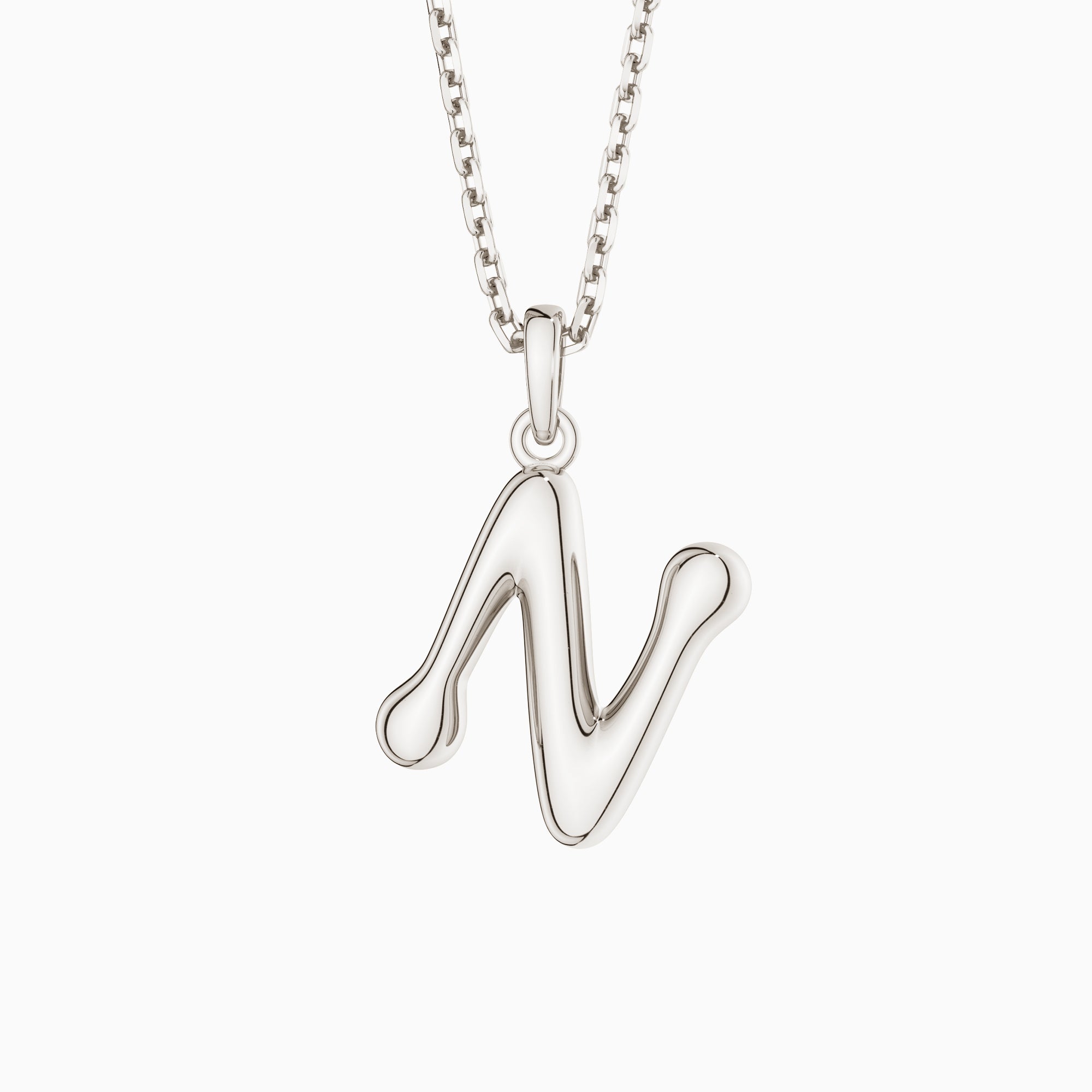 Bubble Initial Letter A-Z Pendant Necklace