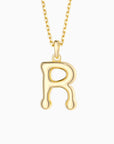 Bubble Initial Letter A-Z Pendant Necklace