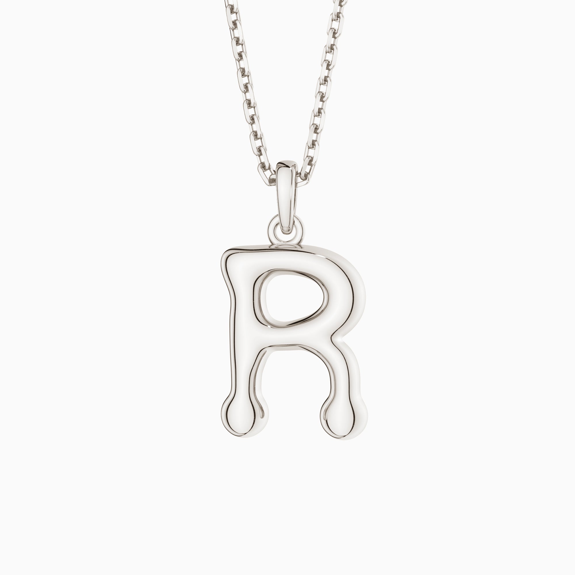 Bubble Initial Letter A-Z Pendant Necklace