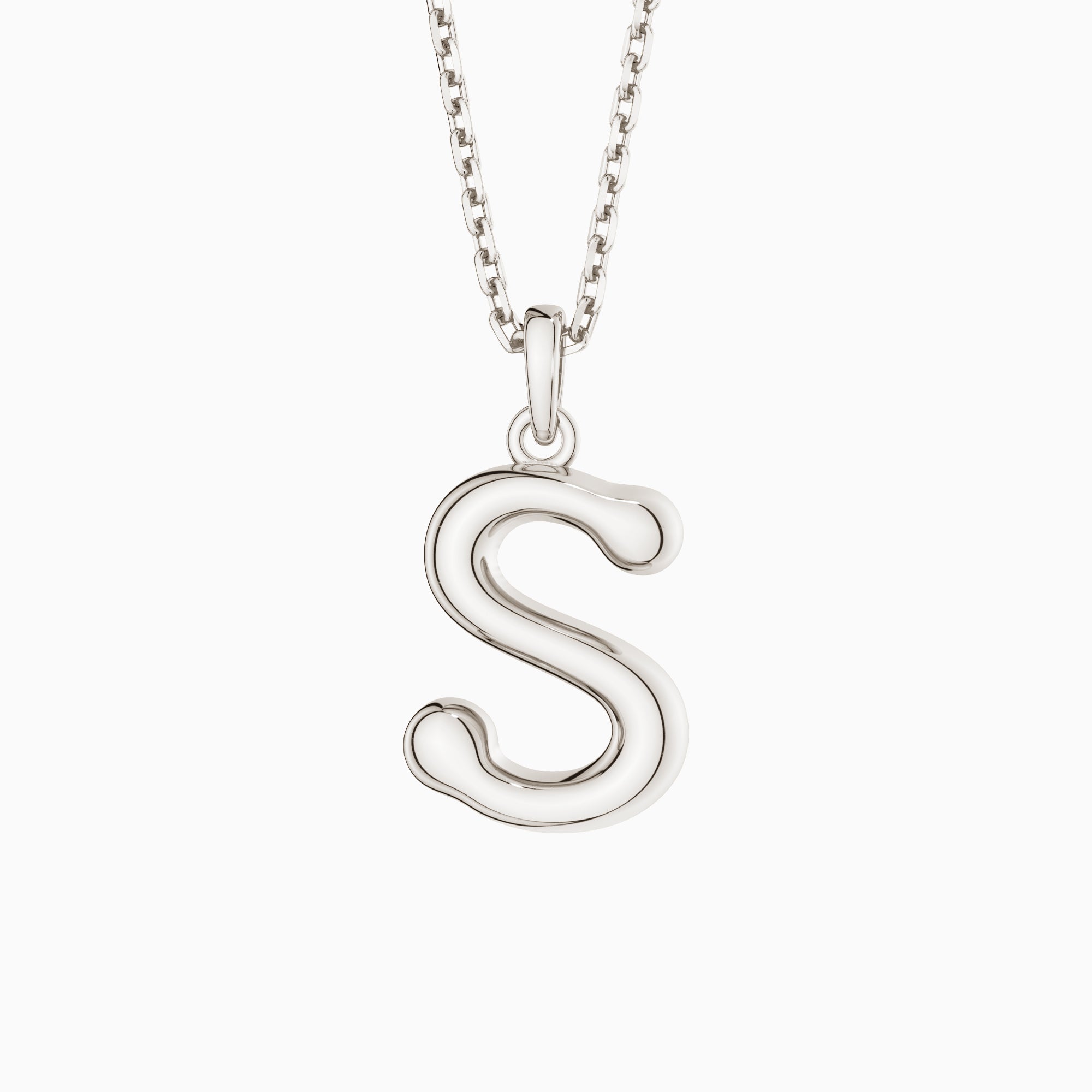 Bubble Initial Letter A-Z Pendant Necklace