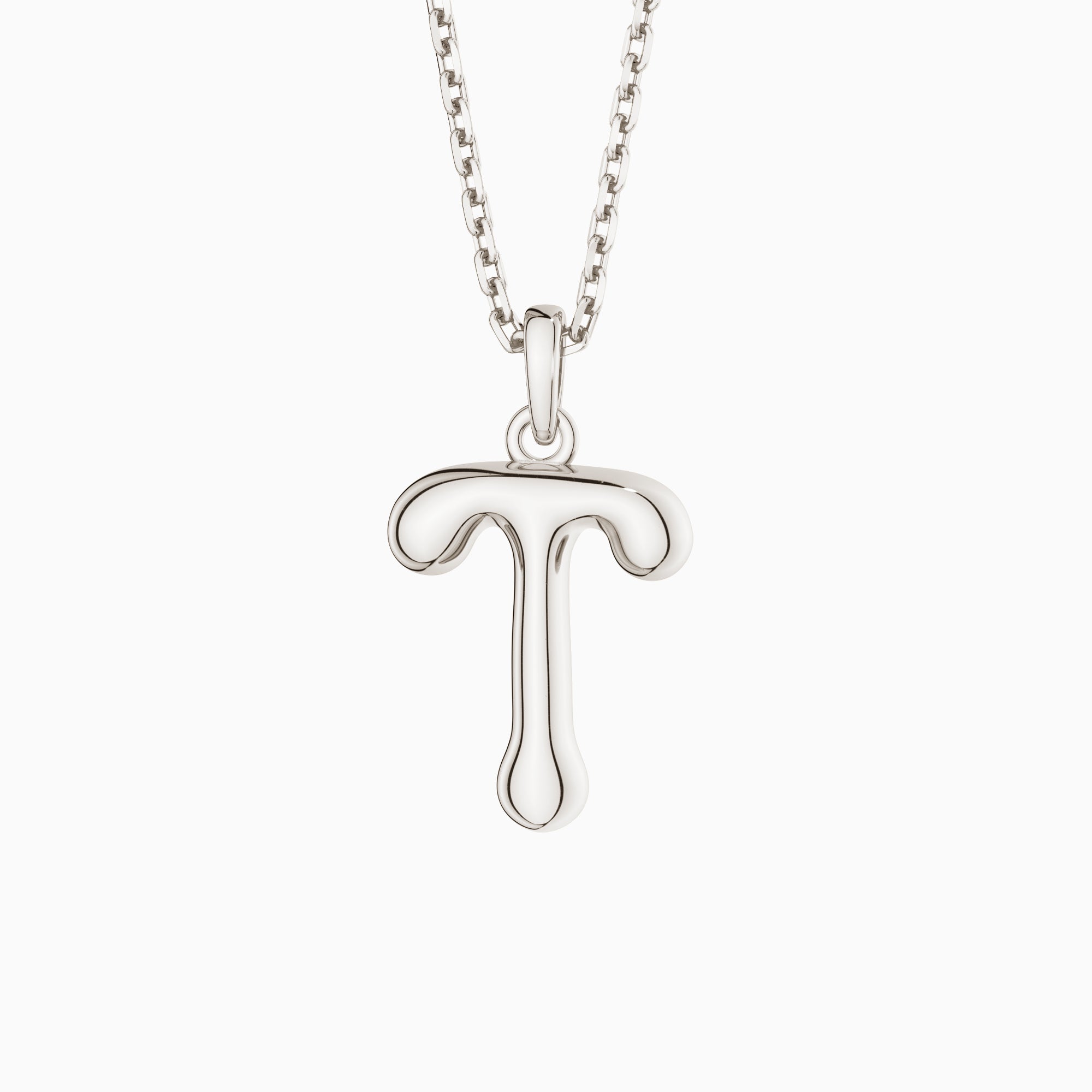 Bubble Initial Letter A-Z Pendant Necklace